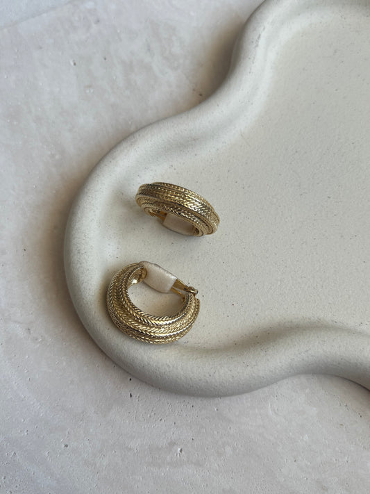 Boucles d’oreilles vintage - Créoles dorés torsadées