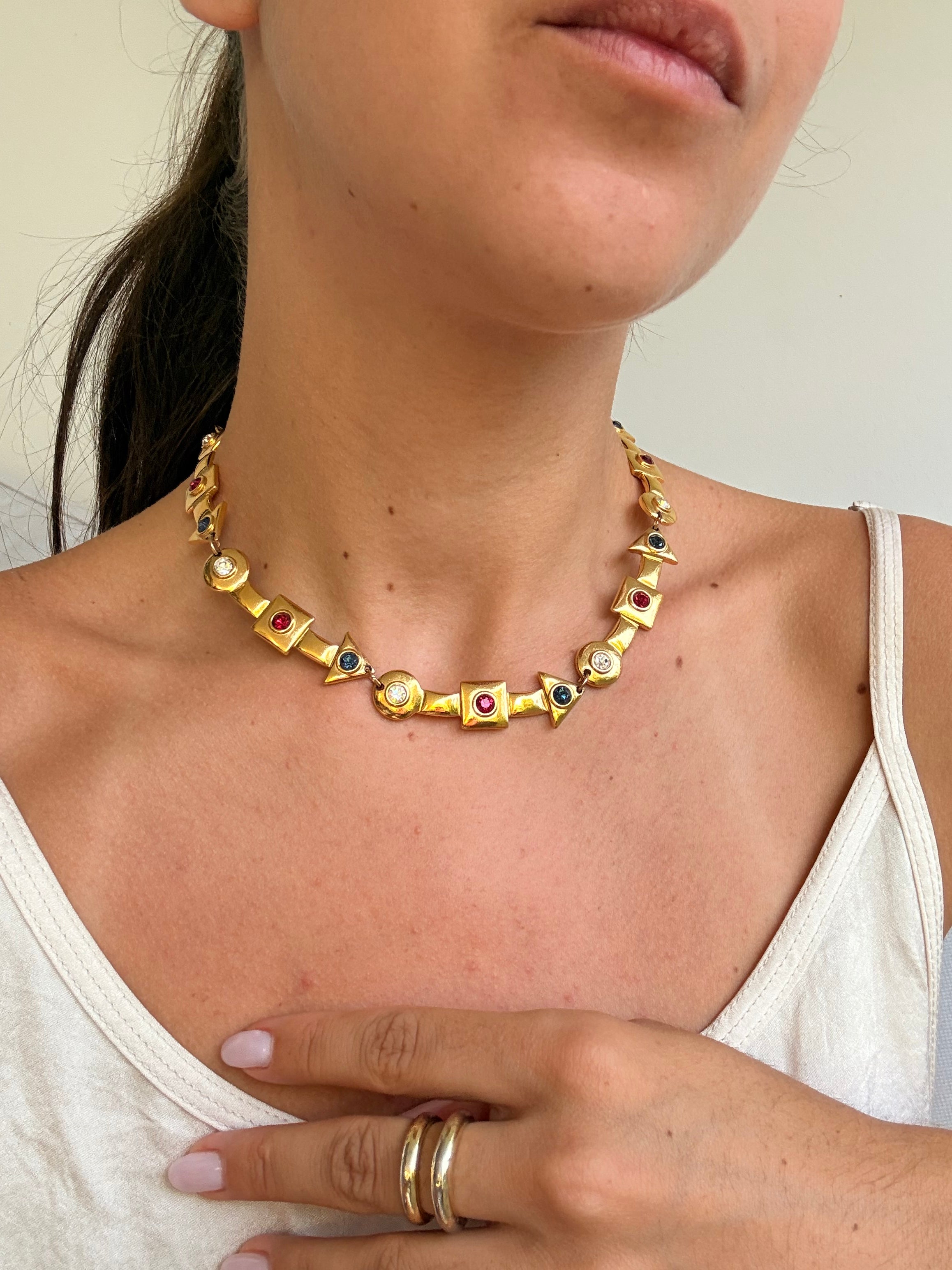 Collier doré vintage - fléches colorées