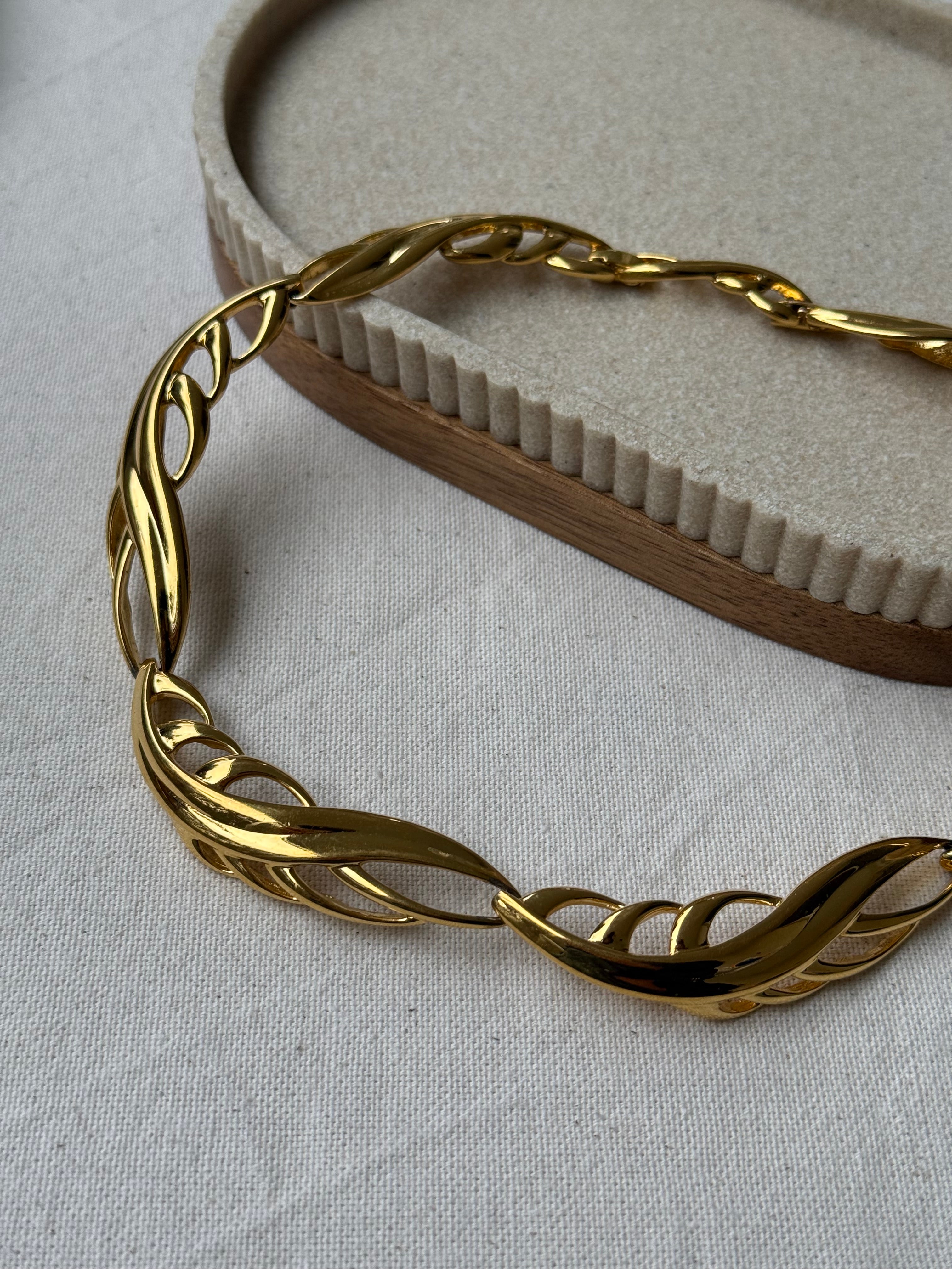 Collier Monet vintage - Maillons ajourés feuillage