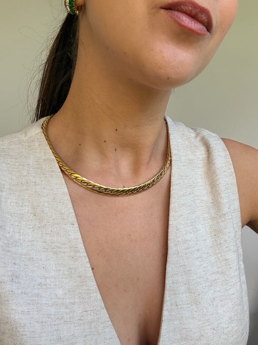 Collier doré vintage - Maille gourmette plate dorée