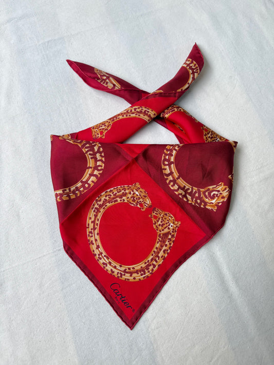 Foulard Cartier – Modèle rouge et panthères