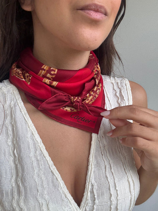 Foulard Cartier – Modèle rouge et panthères