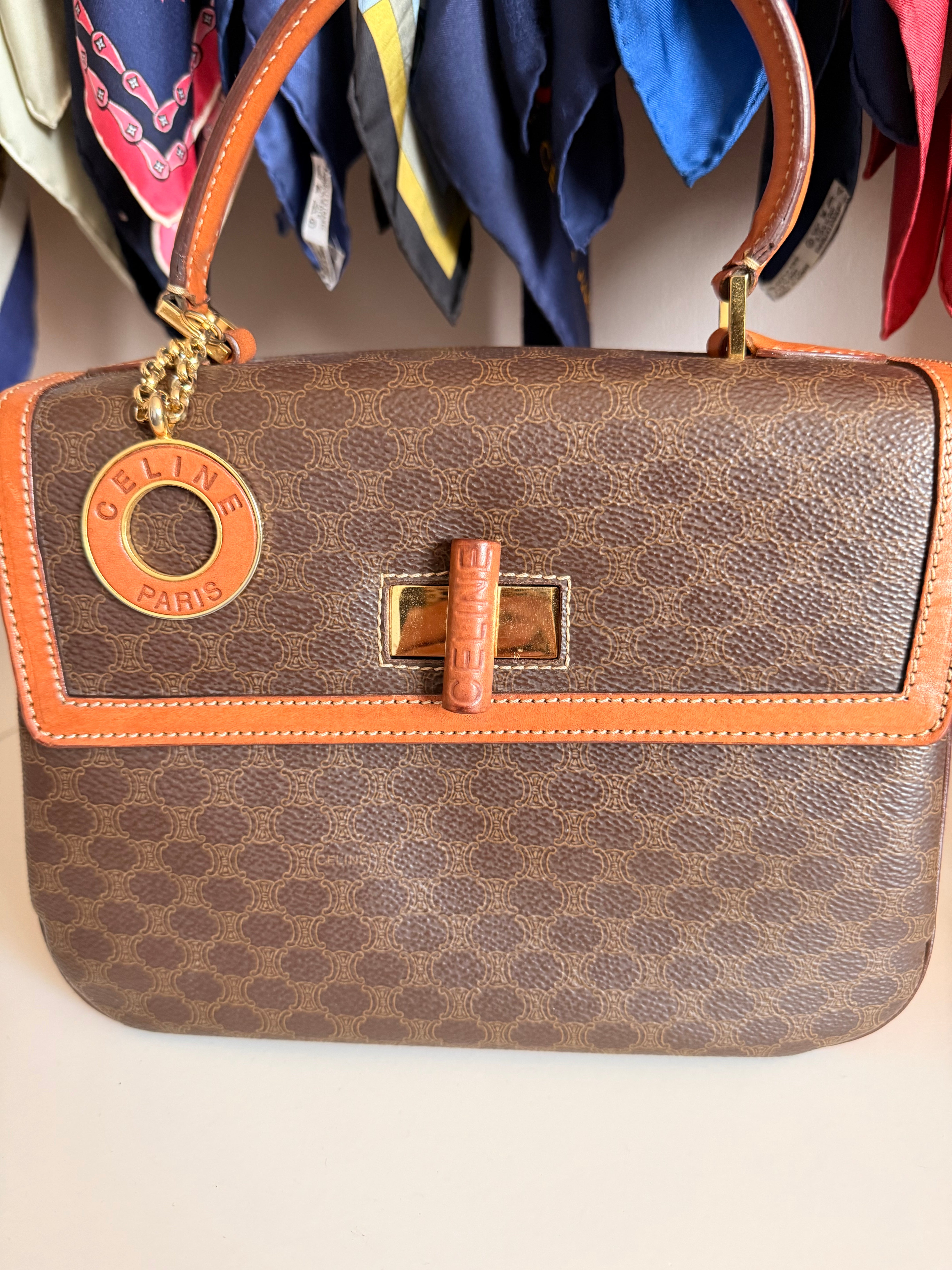 Sac Céline vintage - Turn Lock toile macadam triomphe