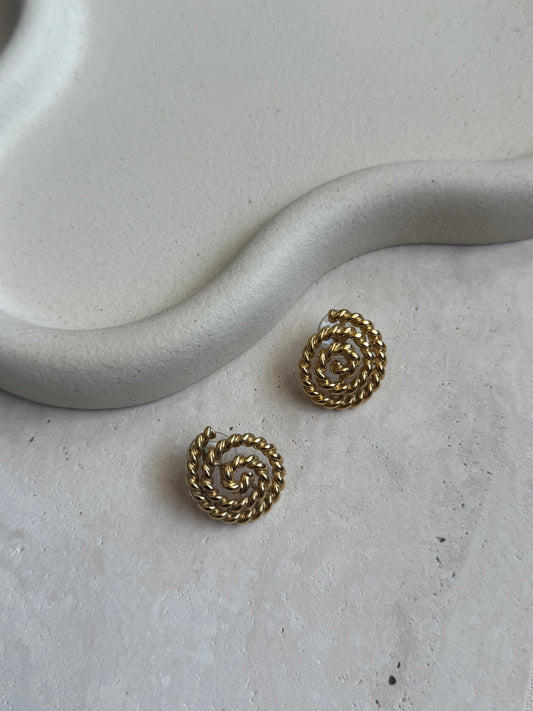 Boucles d’oreilles Monet vintage - Tourbillons dorés (oreilles percées)