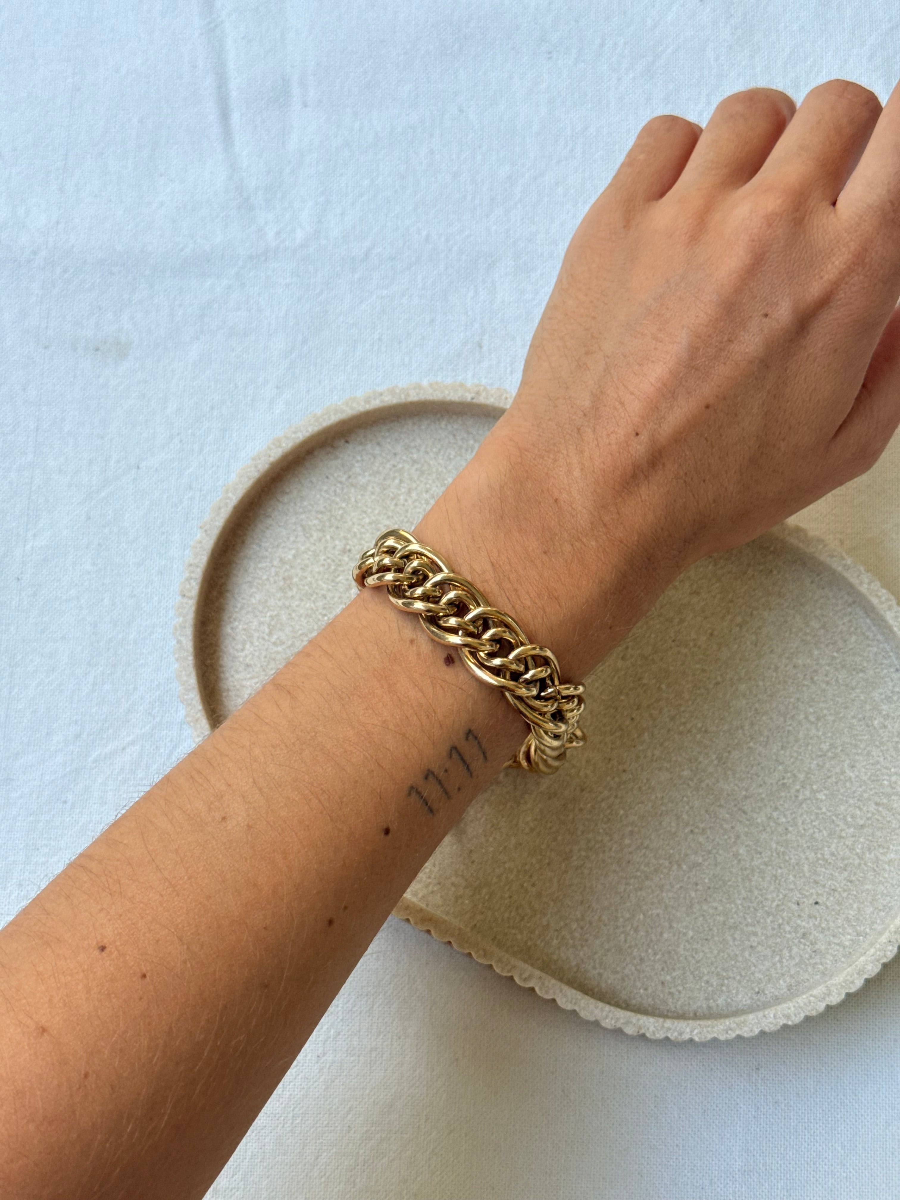 Bracelet Agatha vintage - Maille double dorée