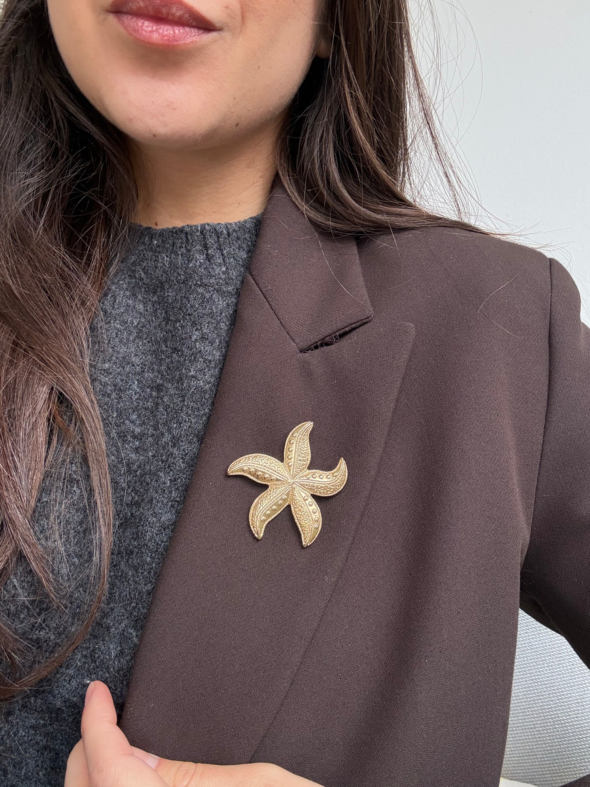 Broche vintage - Étoile de mer dorée