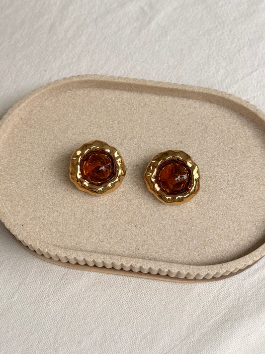 Boucles d’oreilles Guy Laroche vintage - Cabochons ambré