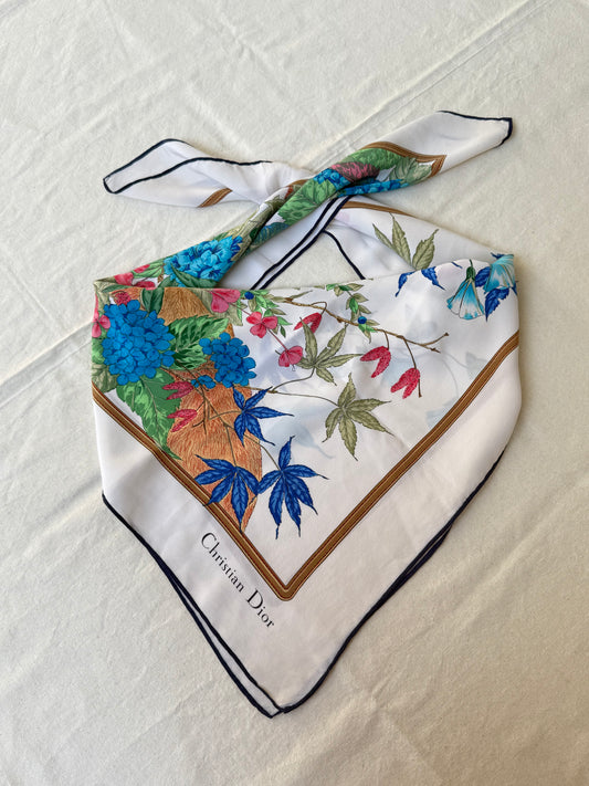 Foulard Christian Dior – Modèle blanc fleuris