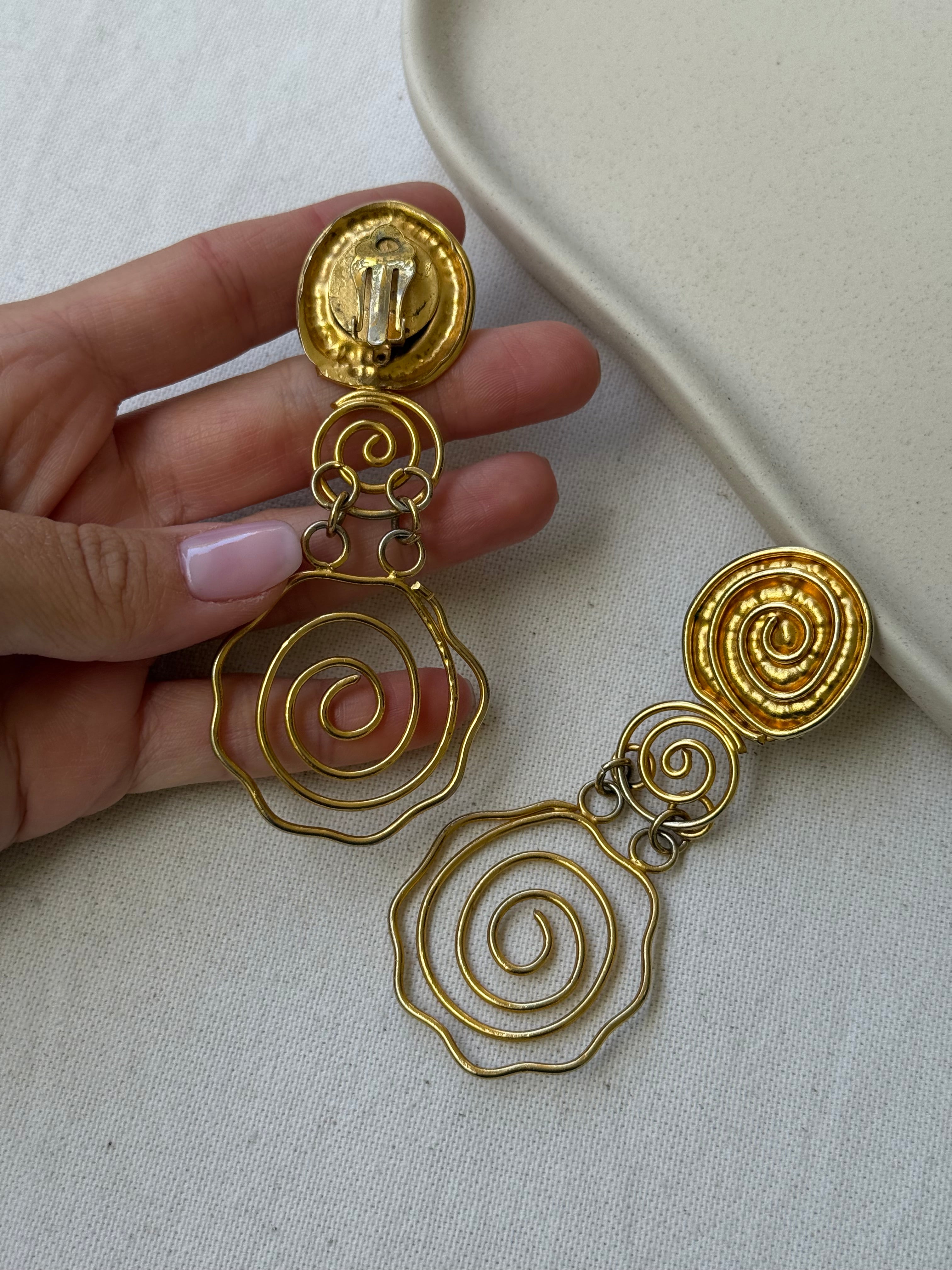 Boucles d’oreilles vintage - Spirales dorées