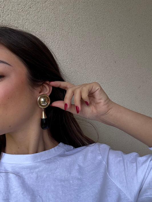 Boucles d’oreilles Bijoux Di Carlotta vintage - Pendantes dorées et noires