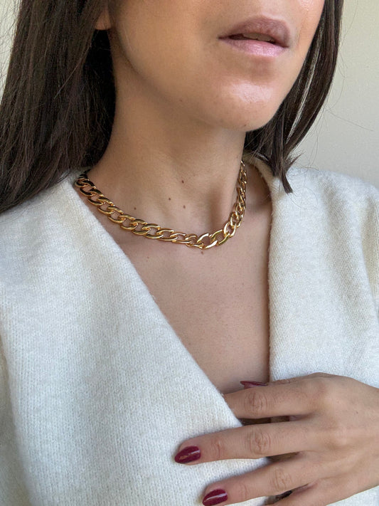 Collier doré vintage - Chaine gourmette dorée