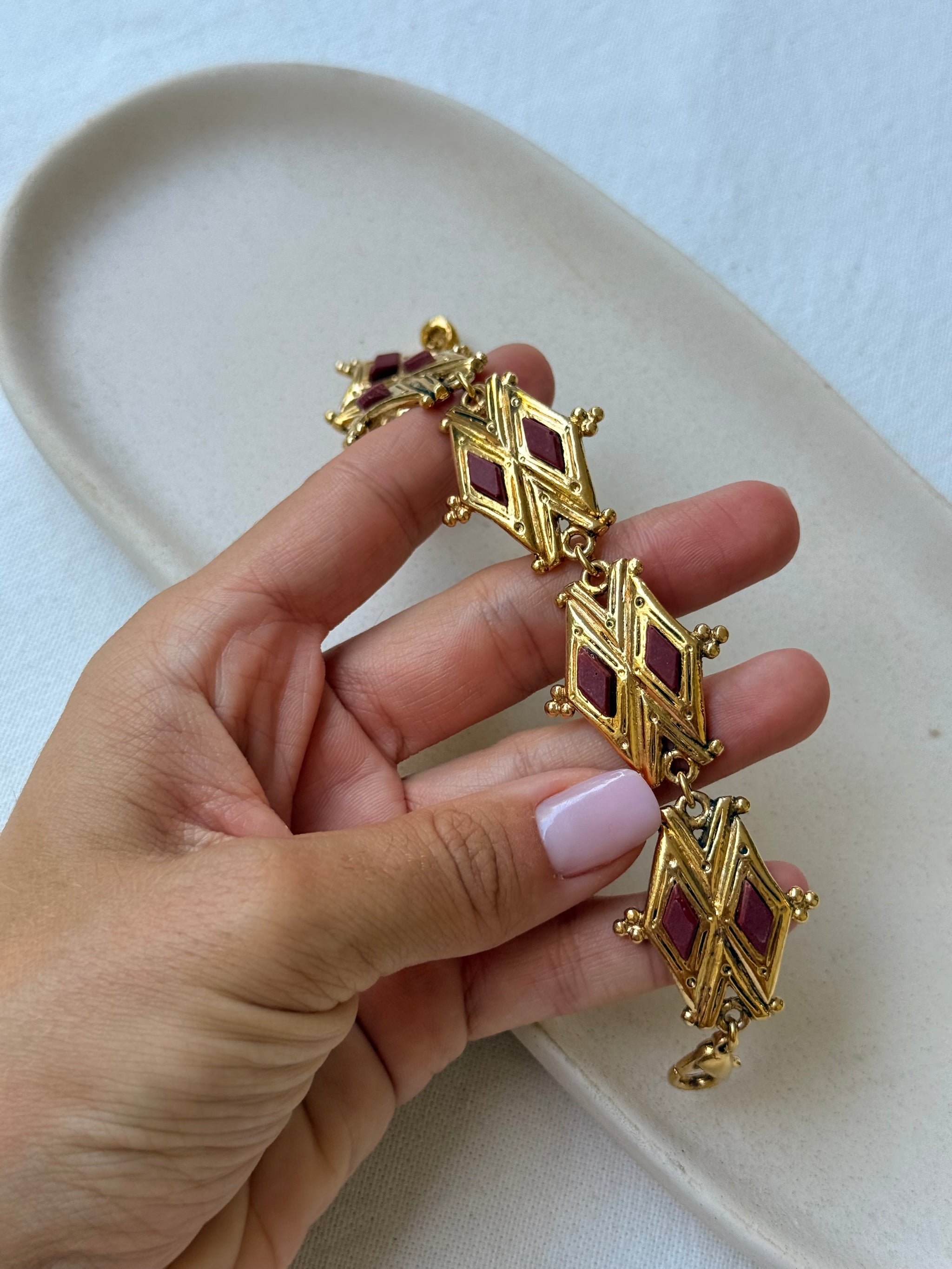 Bracelet Anica vintage - Cabochons bordeaux