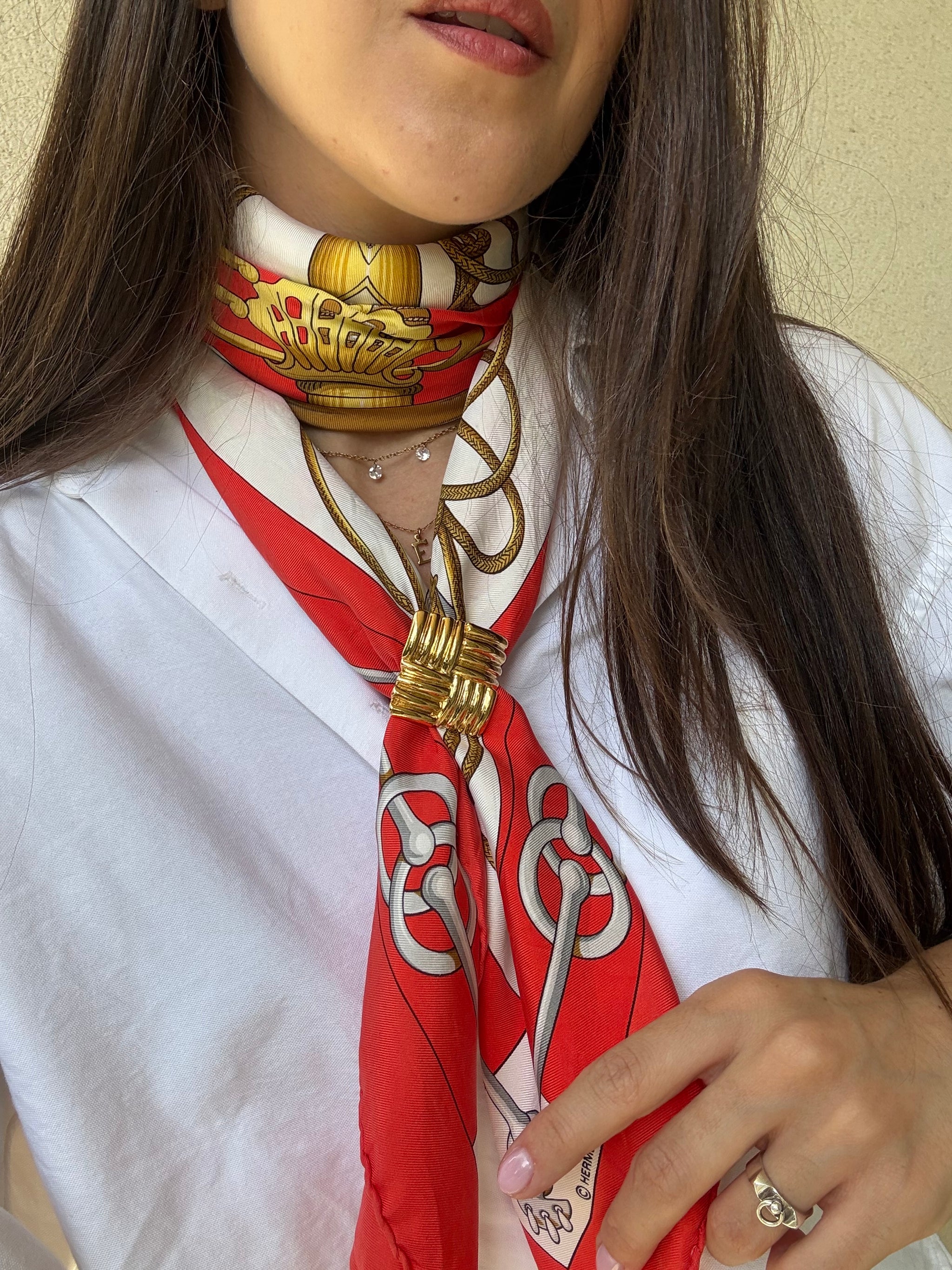 Anneau de foulard vintage - Relief texturé doré