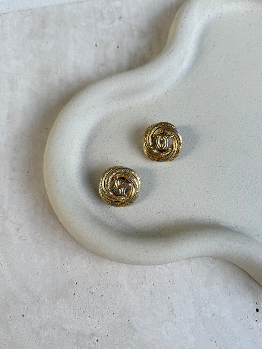 Boucles d’oreilles Céline vintage - Logo Triomphe entrelacé dorées