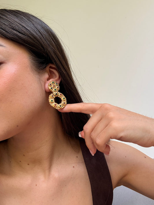 Boucles d’oreilles Agatha vintage - Pendantes strass multicolores