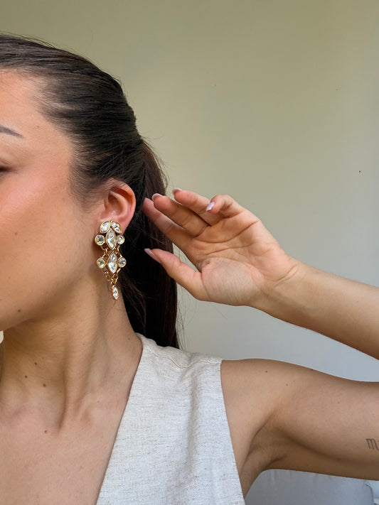 Boucles d’oreilles Entre Guillemets vintage - Pendantes ornées de strass