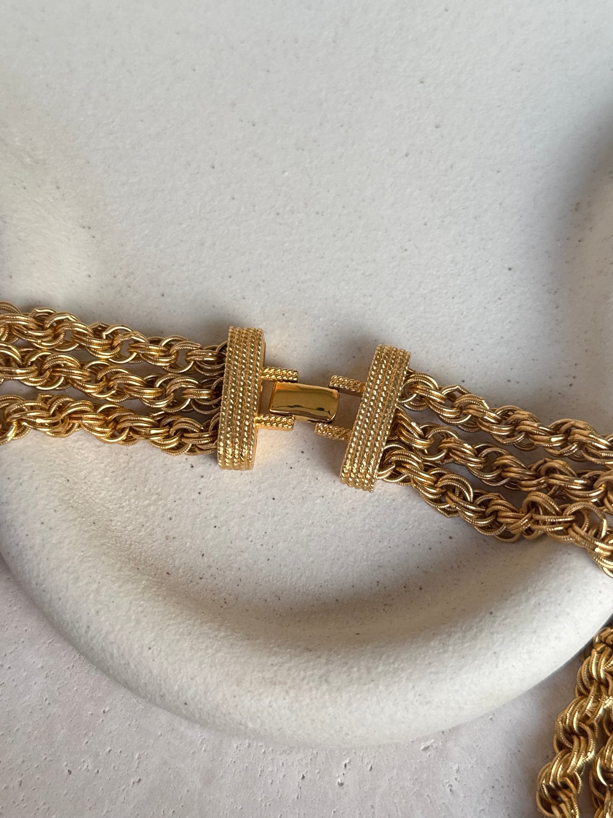Collier Monet vintage - Doré 3 rangs