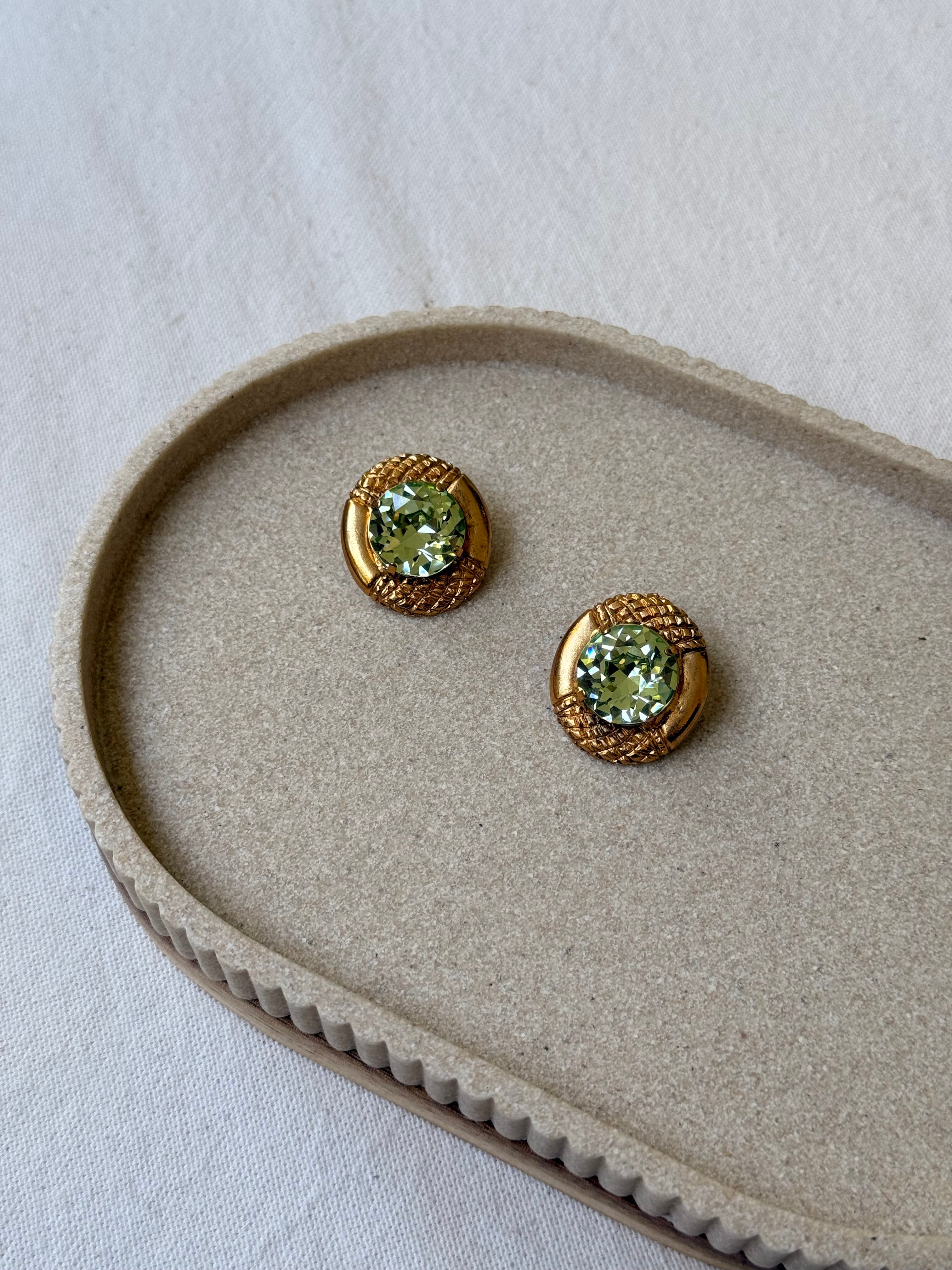 Boucles d’oreilles Sonia Rykiel vintage - Cristal vert