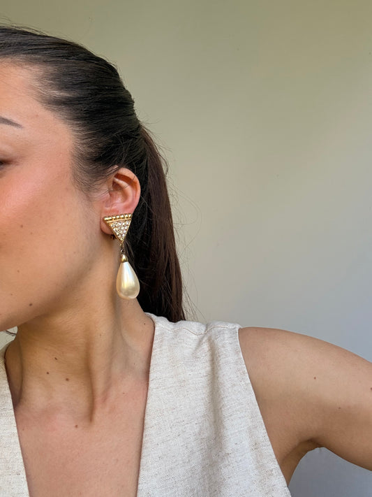 Boucles d’oreilles vintage - Pendantes strass et perles fantaisie