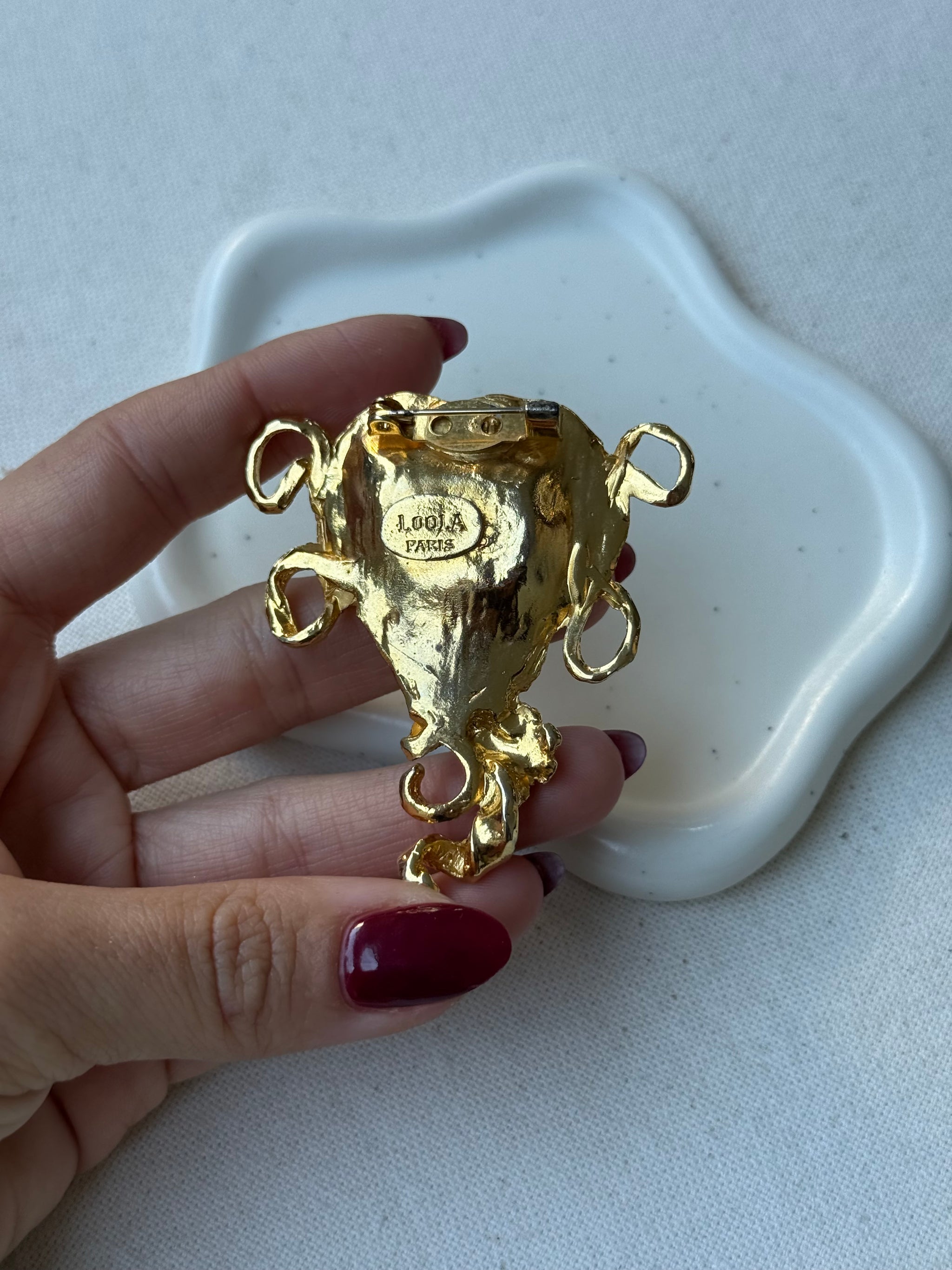 Broche Loola vintage - Cœur strass sculptural