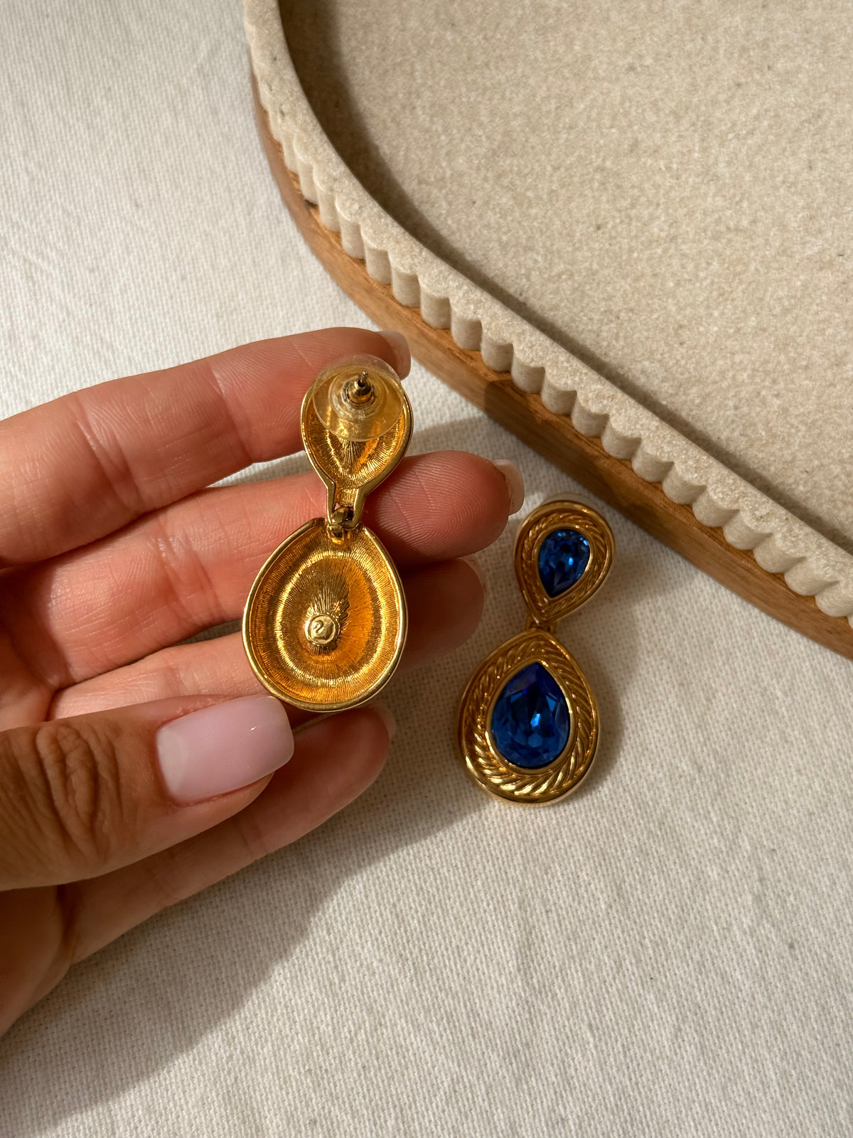Boucles d’oreilles Swarovski vintage - Cristaux bleus (oreilles percées)