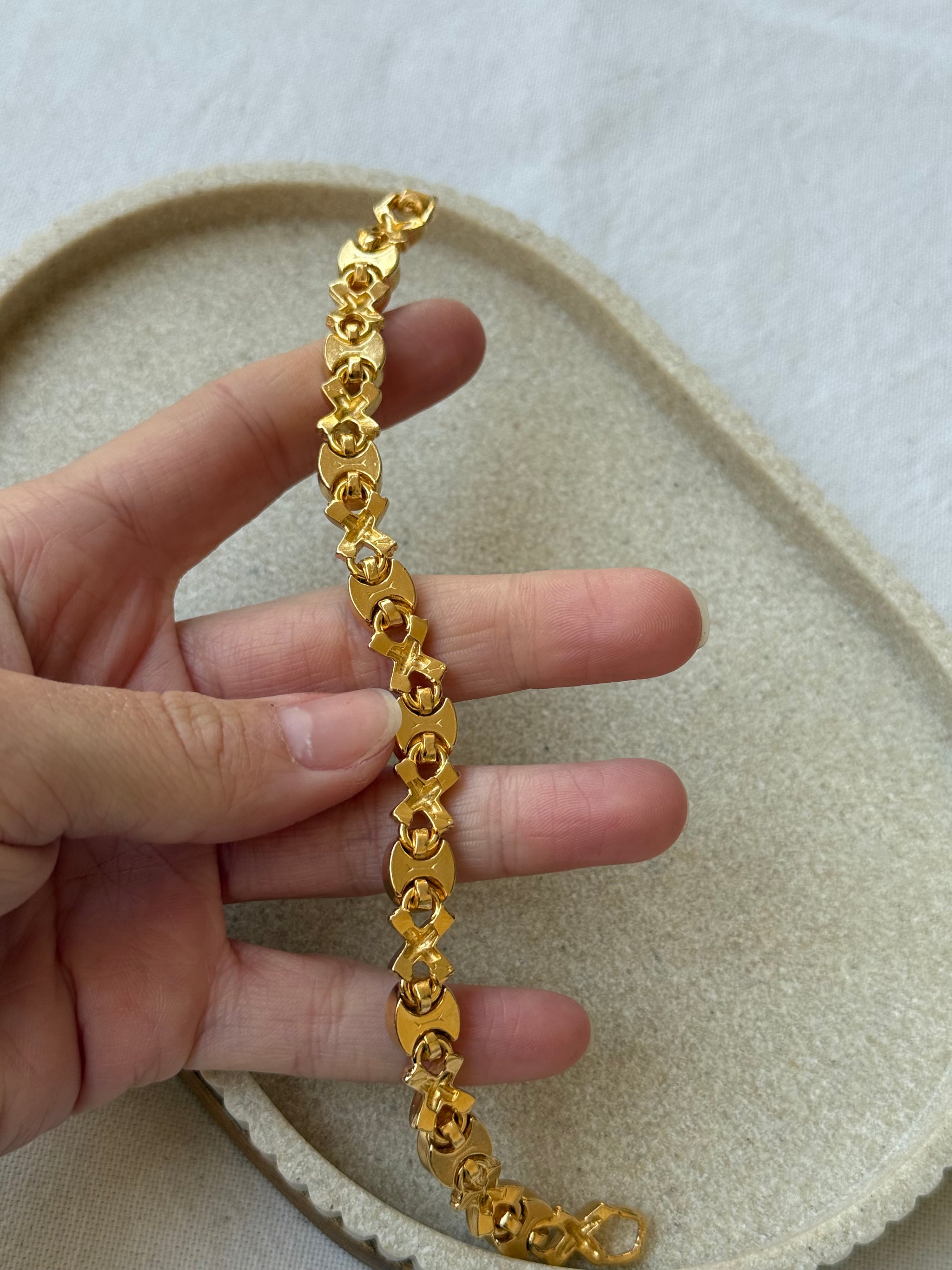 Bracelet vintage - Maillons émaillés bleu et vert