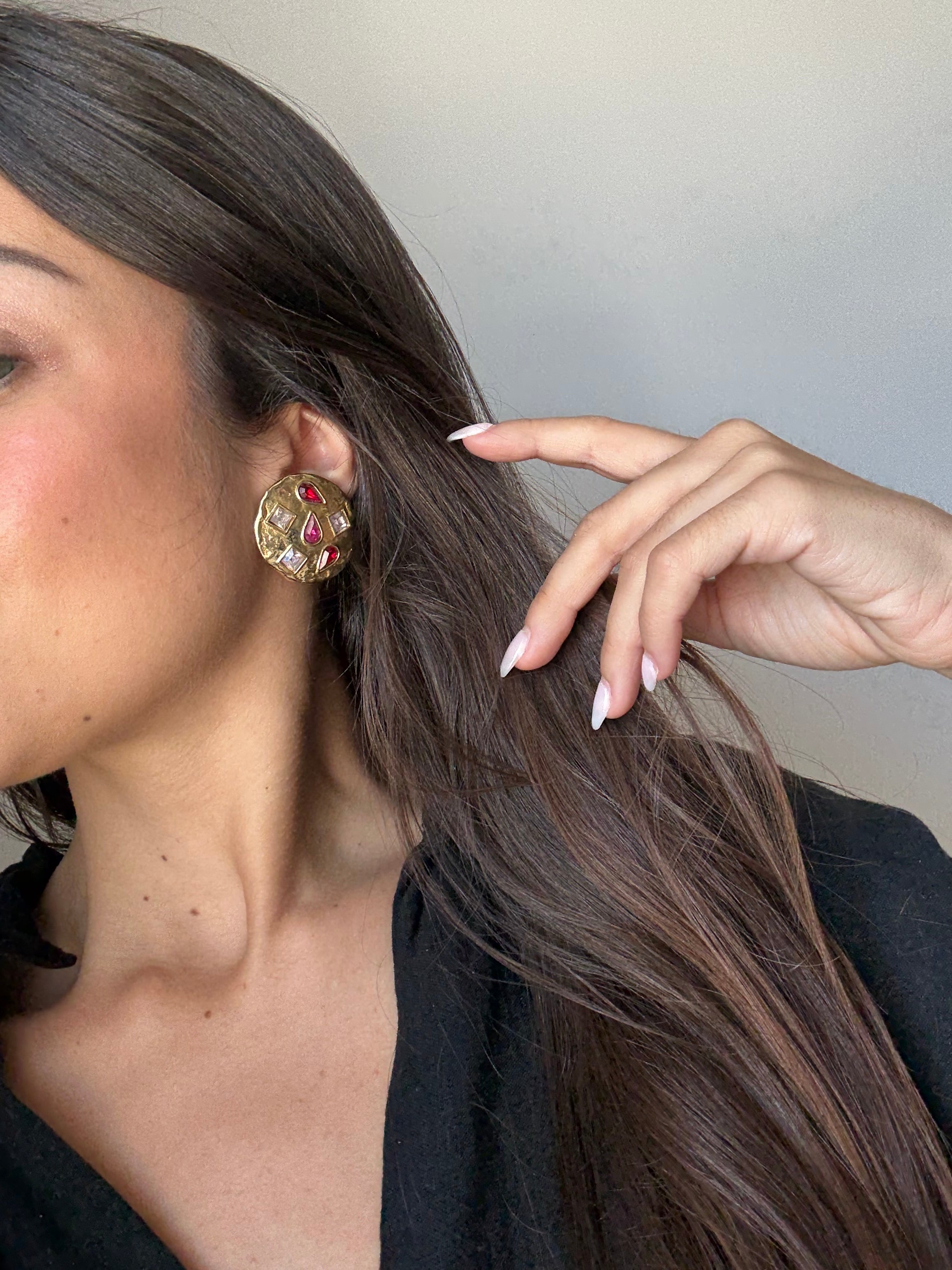 Vintage YSL earrings - Pink cabochons
