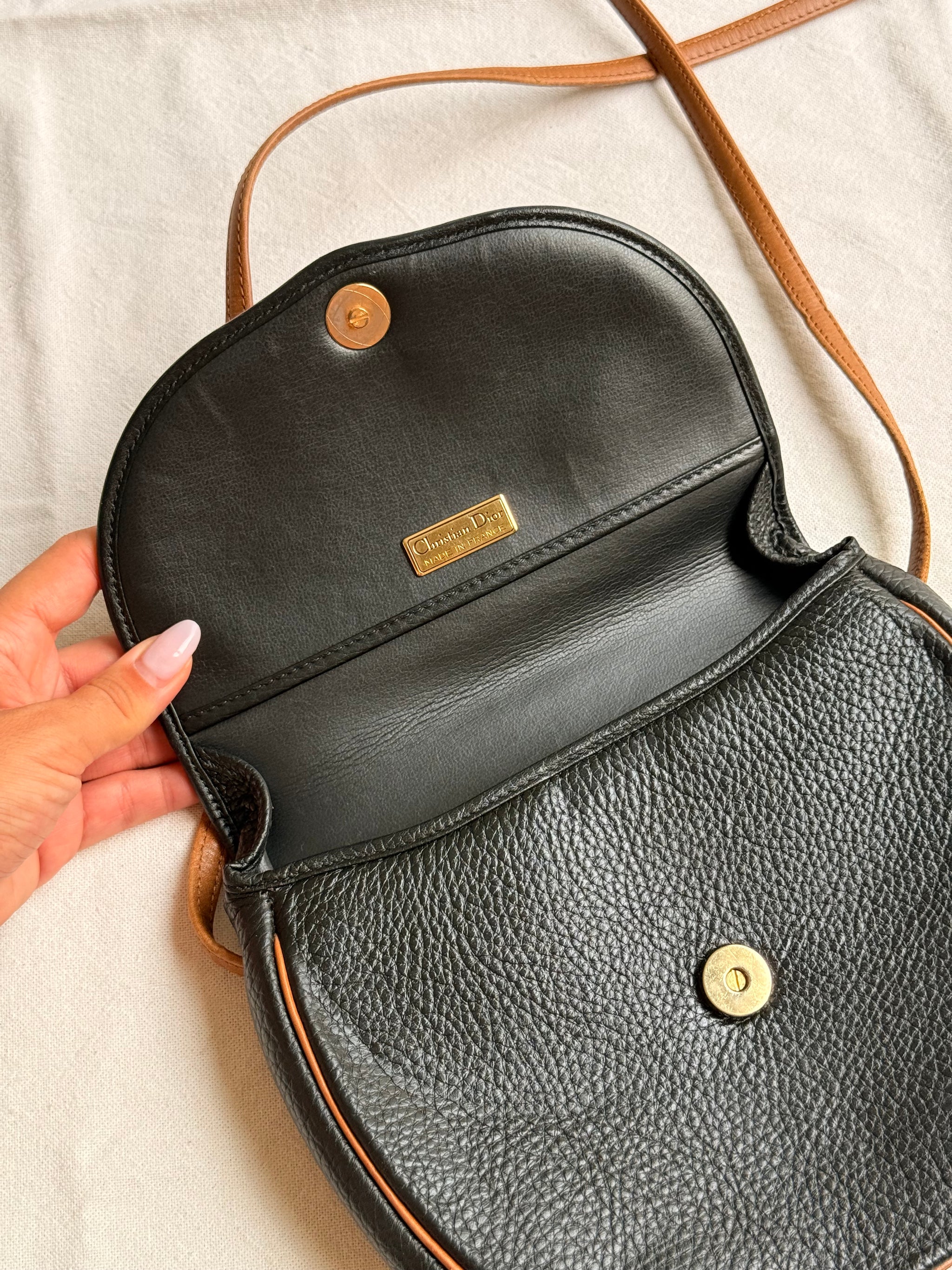Sac Christian Dior vintage - Cuir bicolore grainé