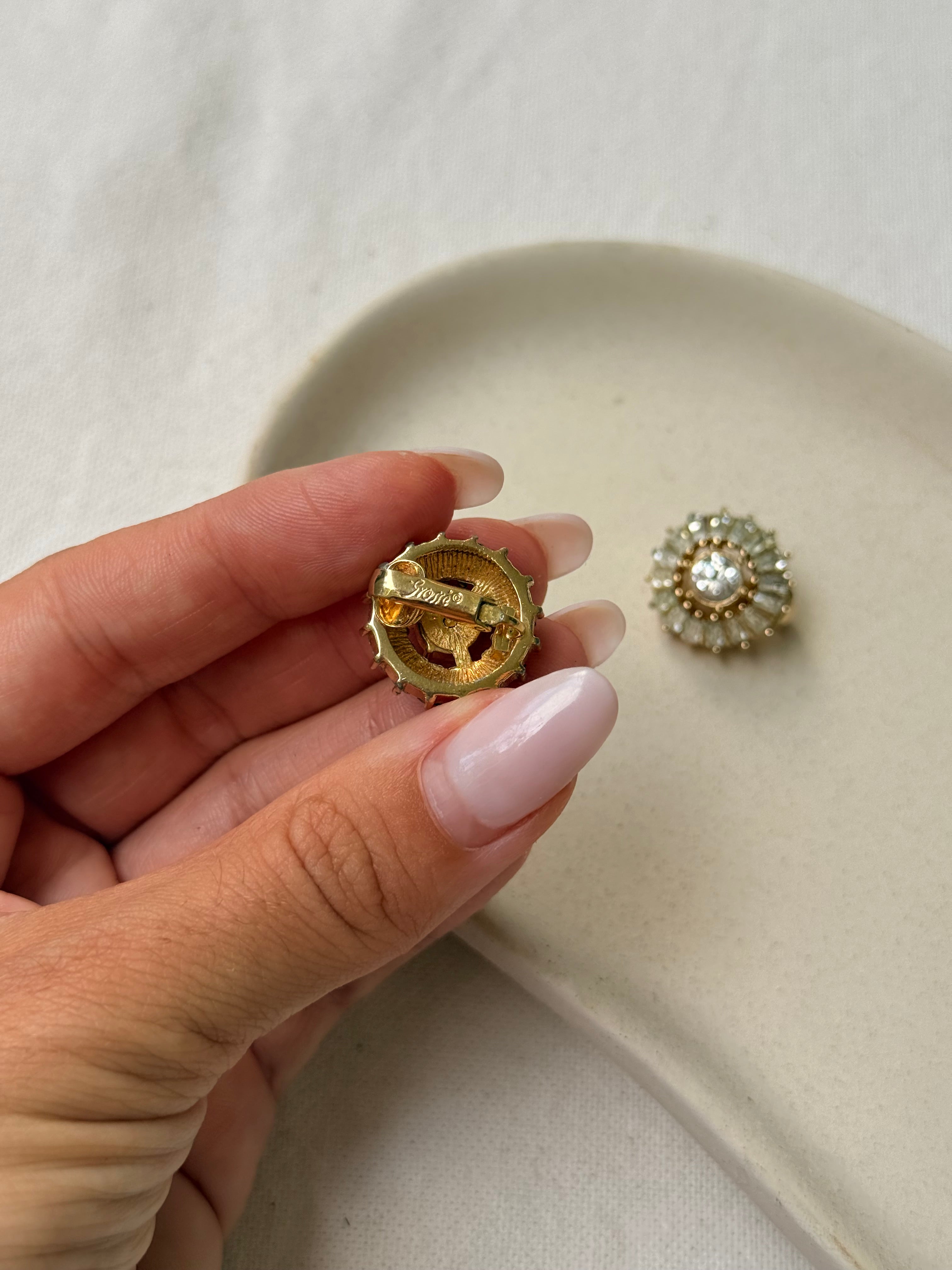 Boucles d’oreilles Grossé vintage - Couronne de strass