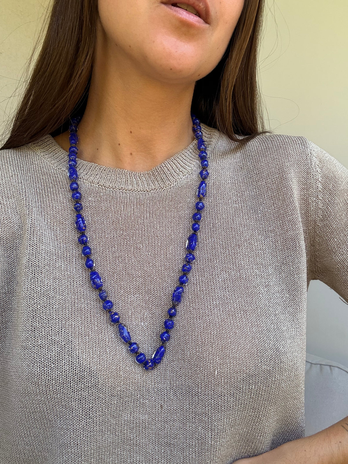 Collier vintage - En pâte de verre bleu roi
