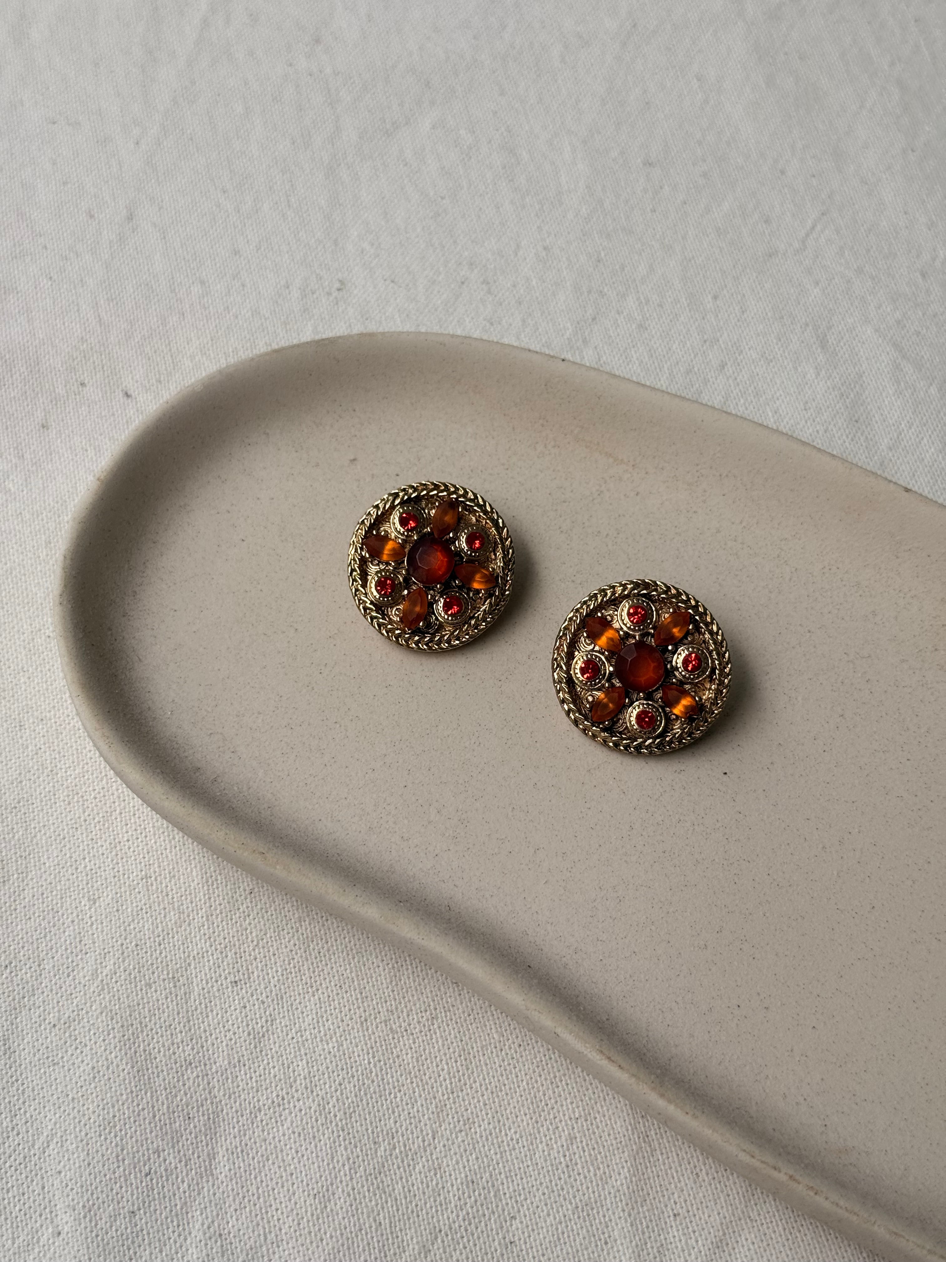 Boucles d’oreilles Gil d’Agena vintage - Cabochons ambrés