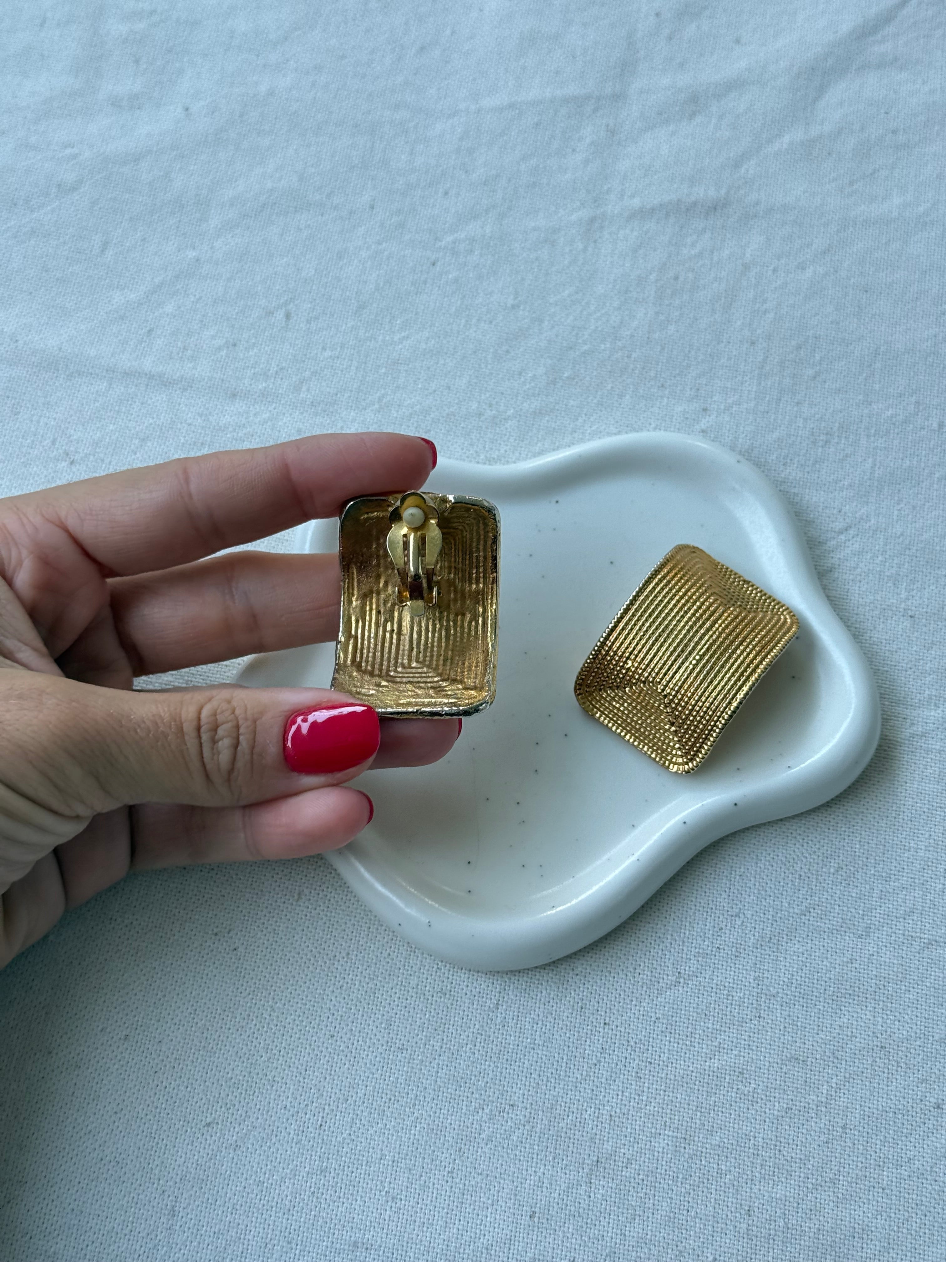 Boucles d’oreilles vintage - XXL rectangulaires texturées