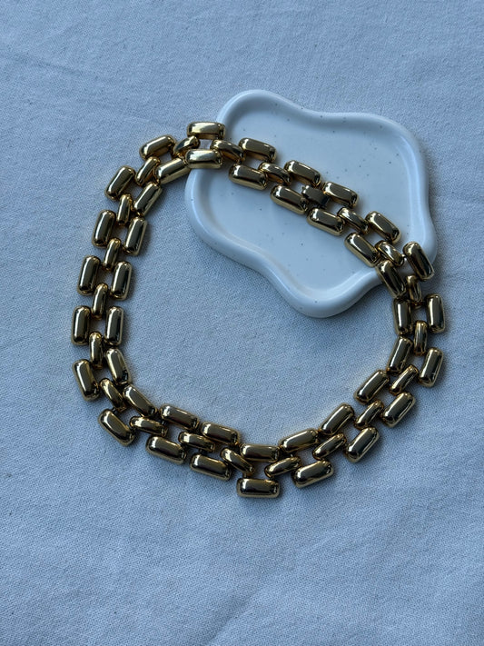 Collier doré vintage - Maillons rectangulaires dorés