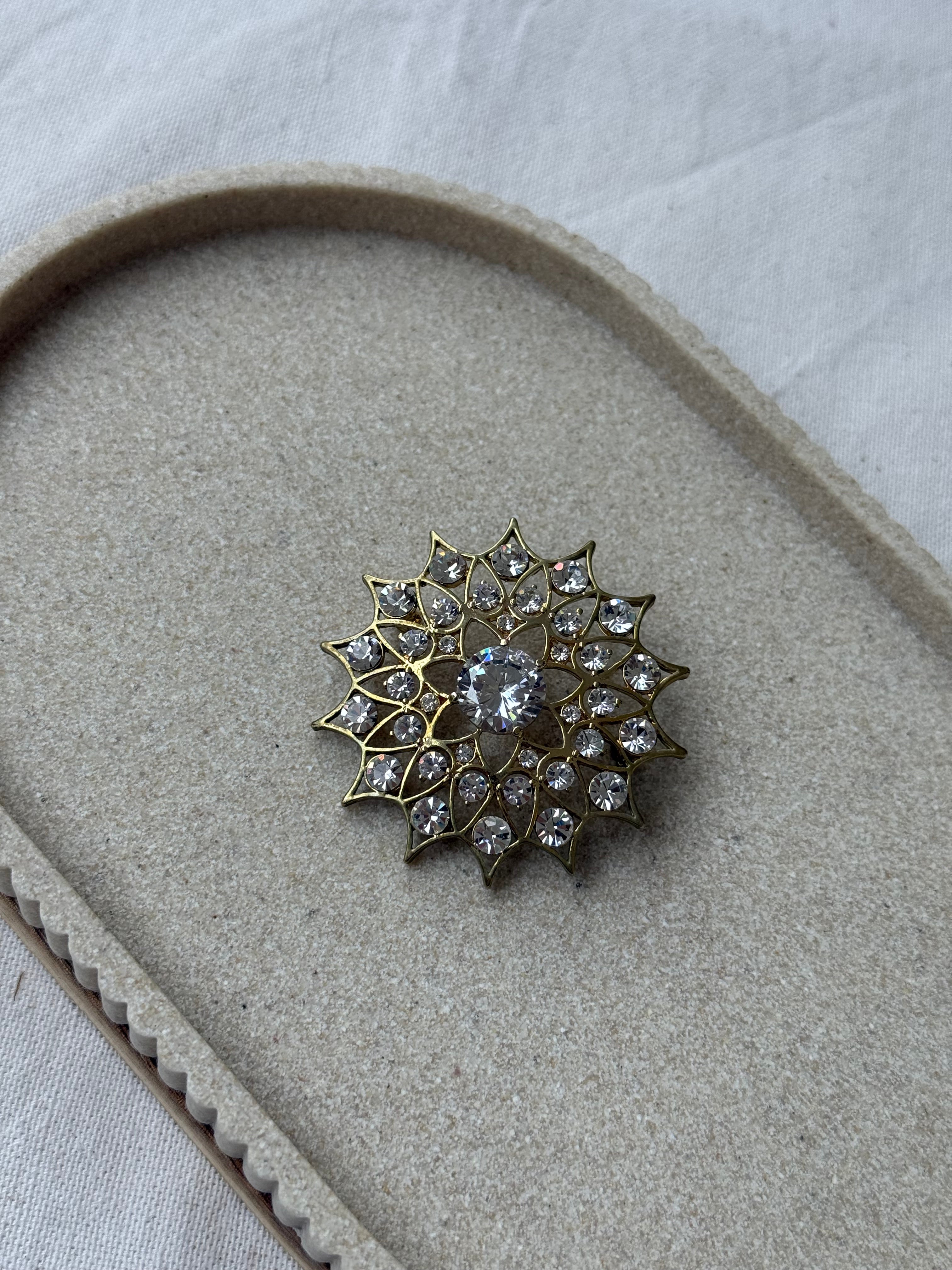 Broche vintage - Rosace de strass