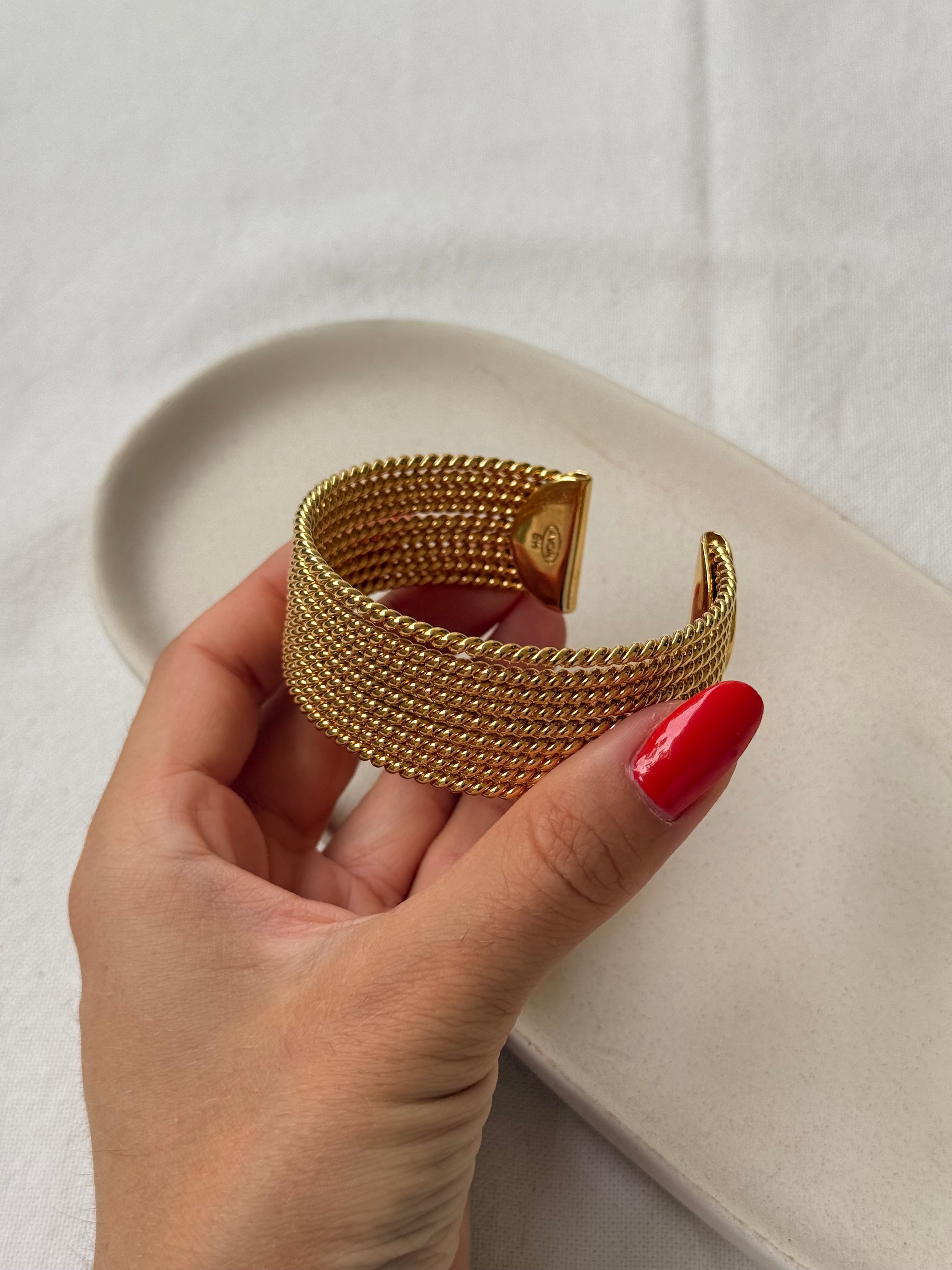 Bracelet Avon vintage - Manchette multirangs torsadés