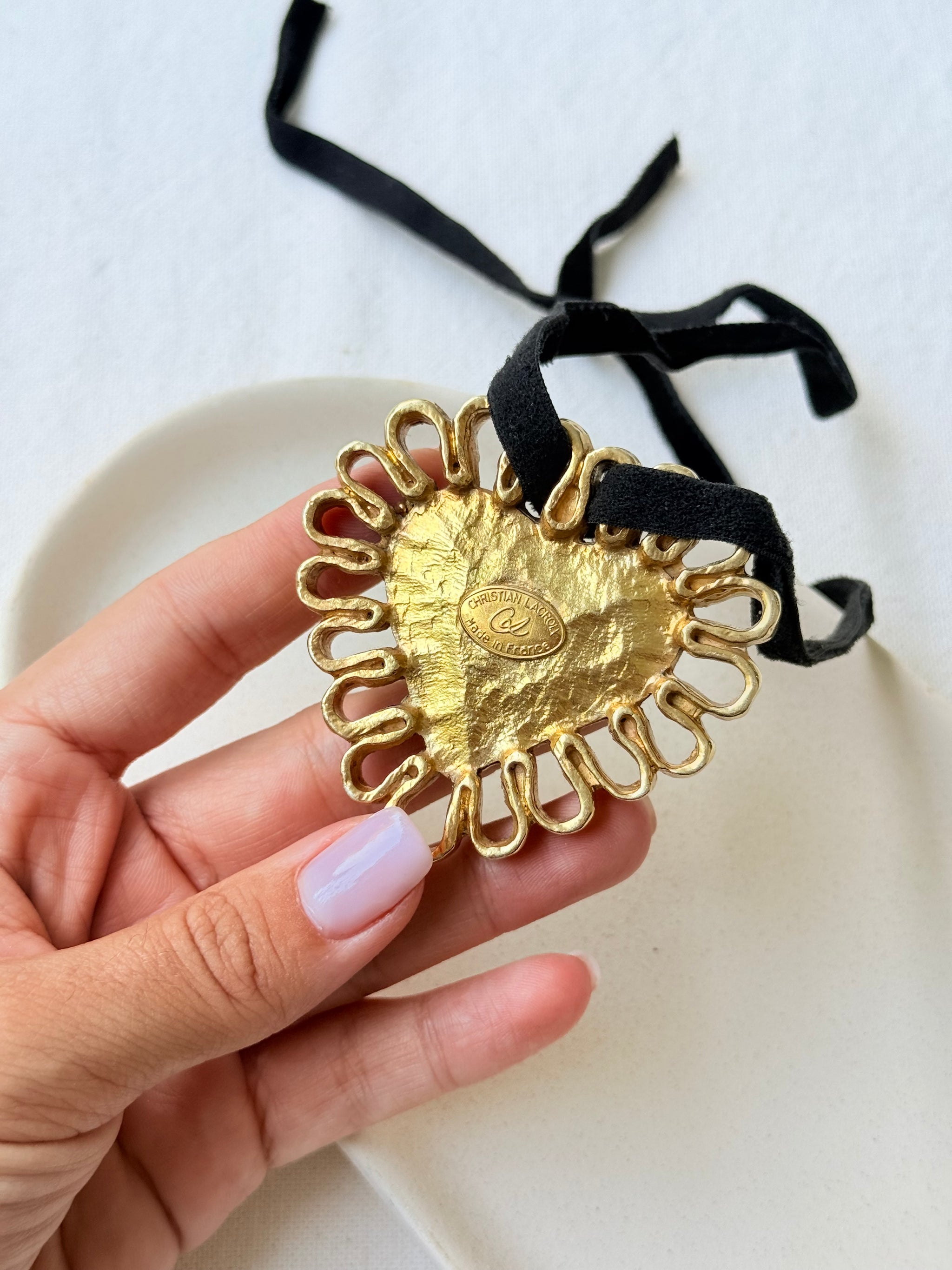 Pendentif Christian Lacroix vintage - Cœur doré XXL