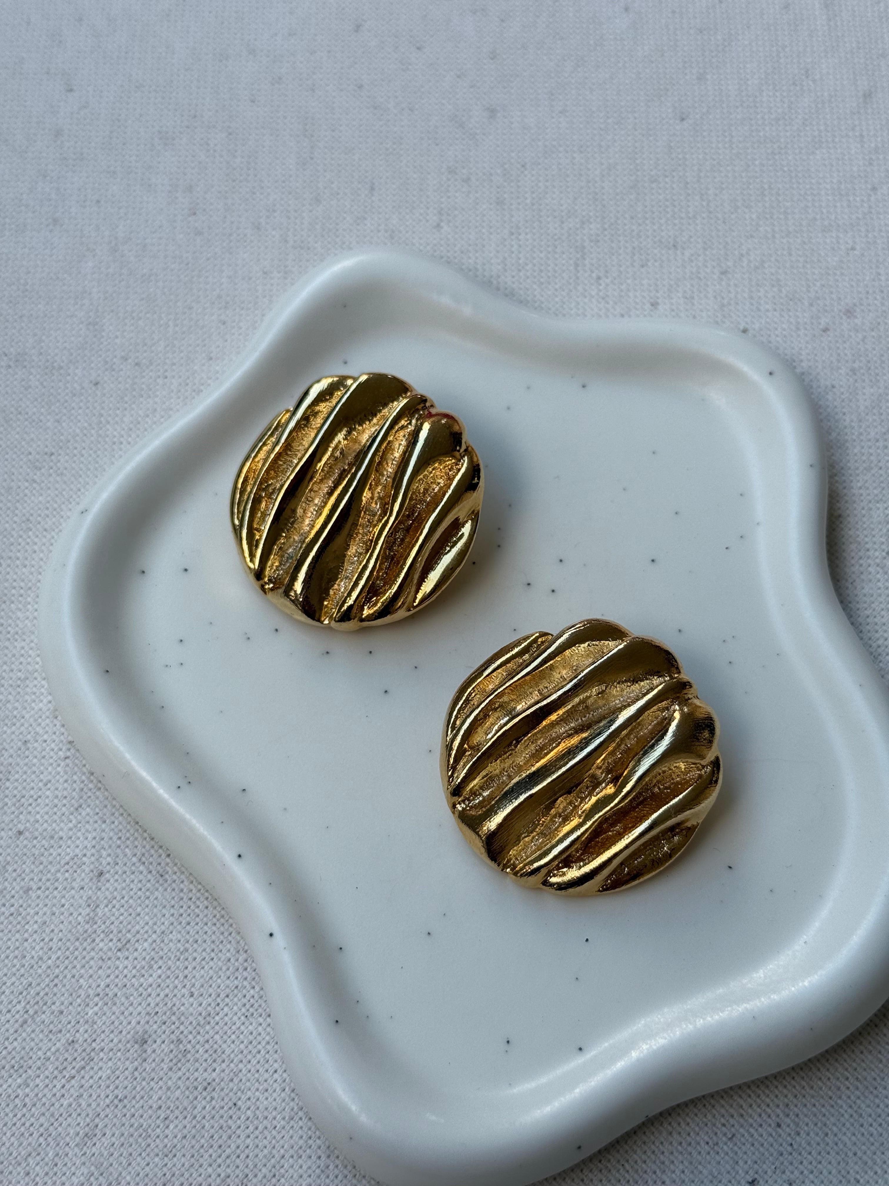 Boucles d’oreilles vintage - Rondes dorées texturées