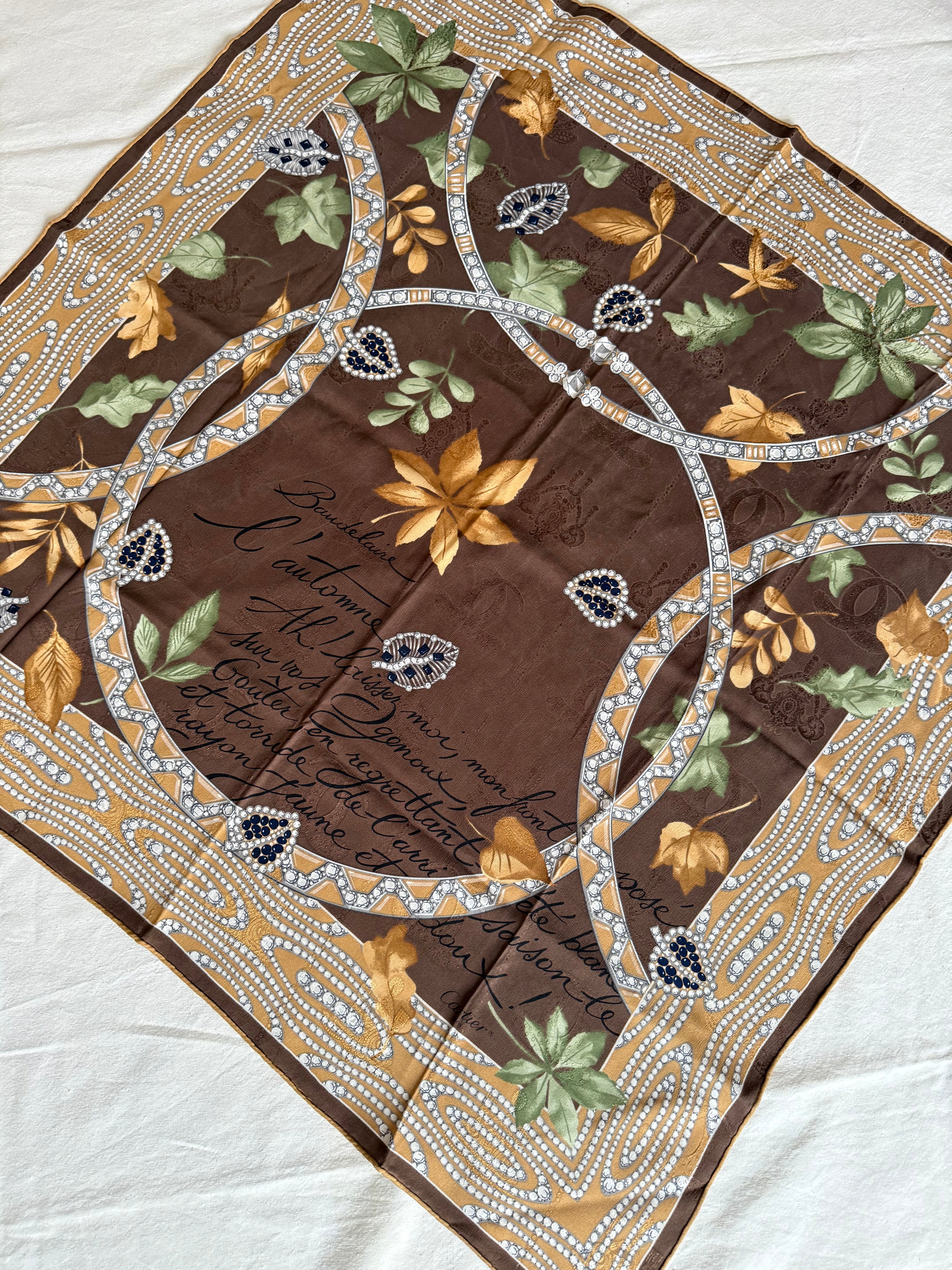 Foulard Cartier – Motifs feuillages et joaillerie
