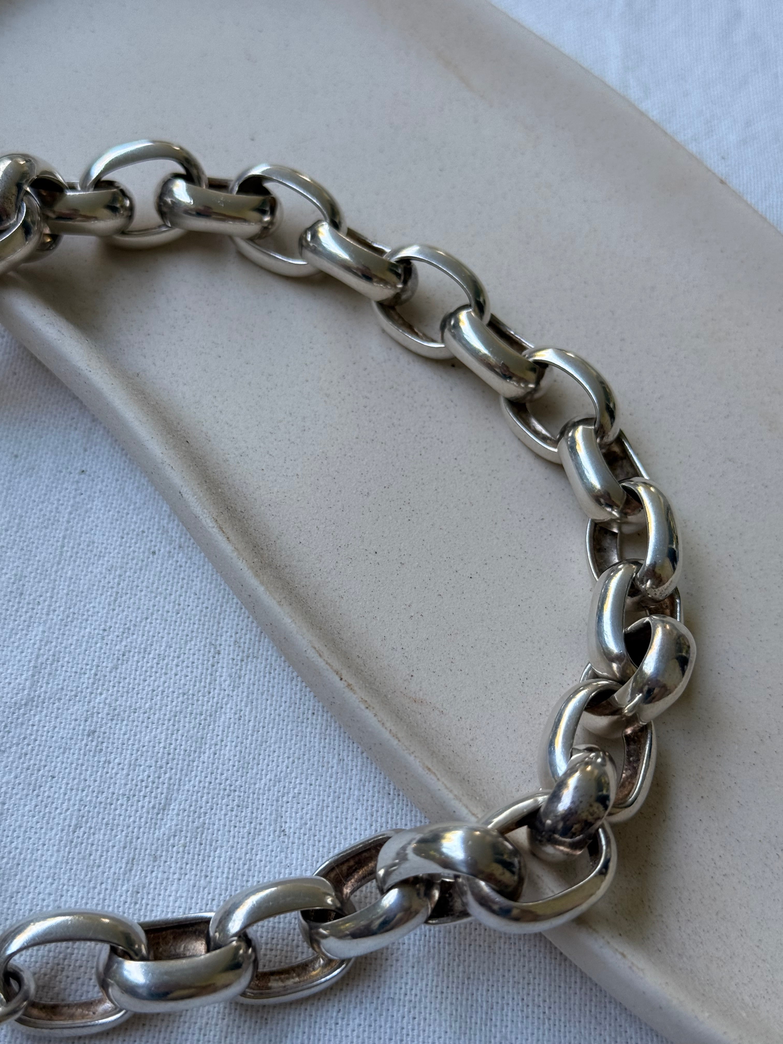 Collier vintage en argent 925 larges maillons