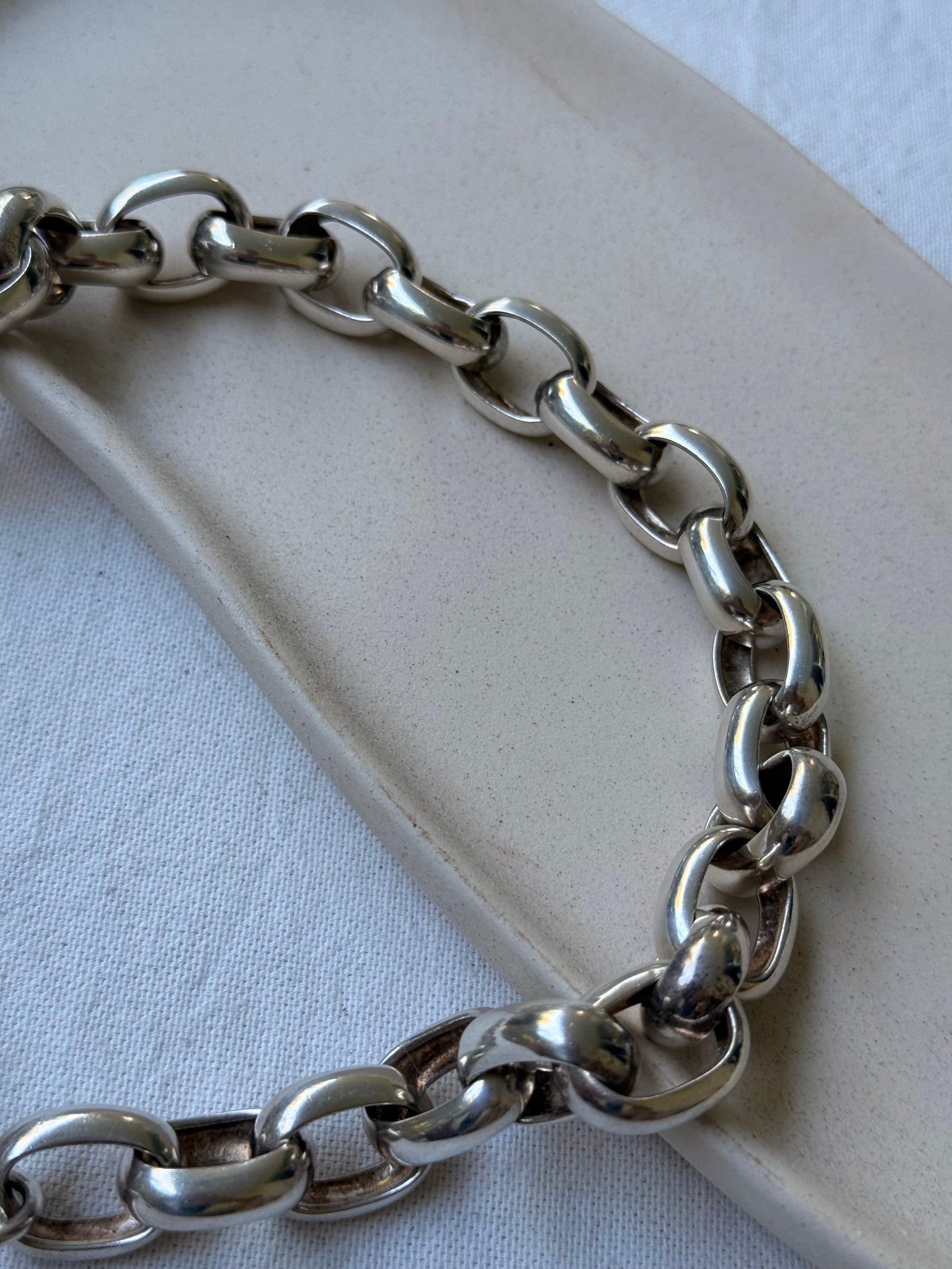 Collier vintage en argent 925 larges maillons