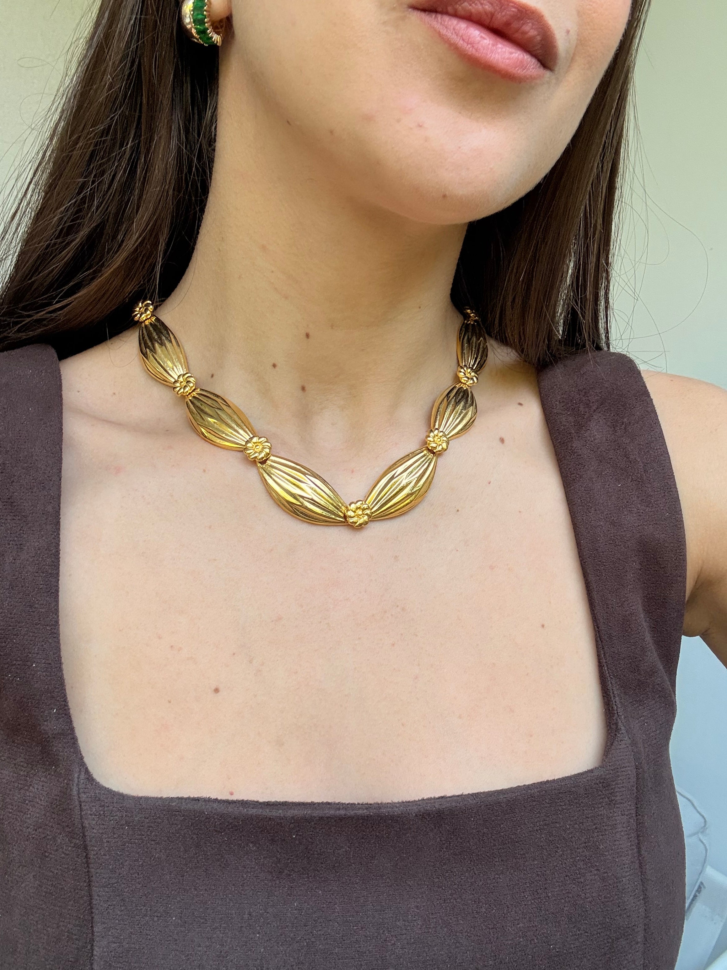 Collier doré vintage - Maillons bombés matelassés