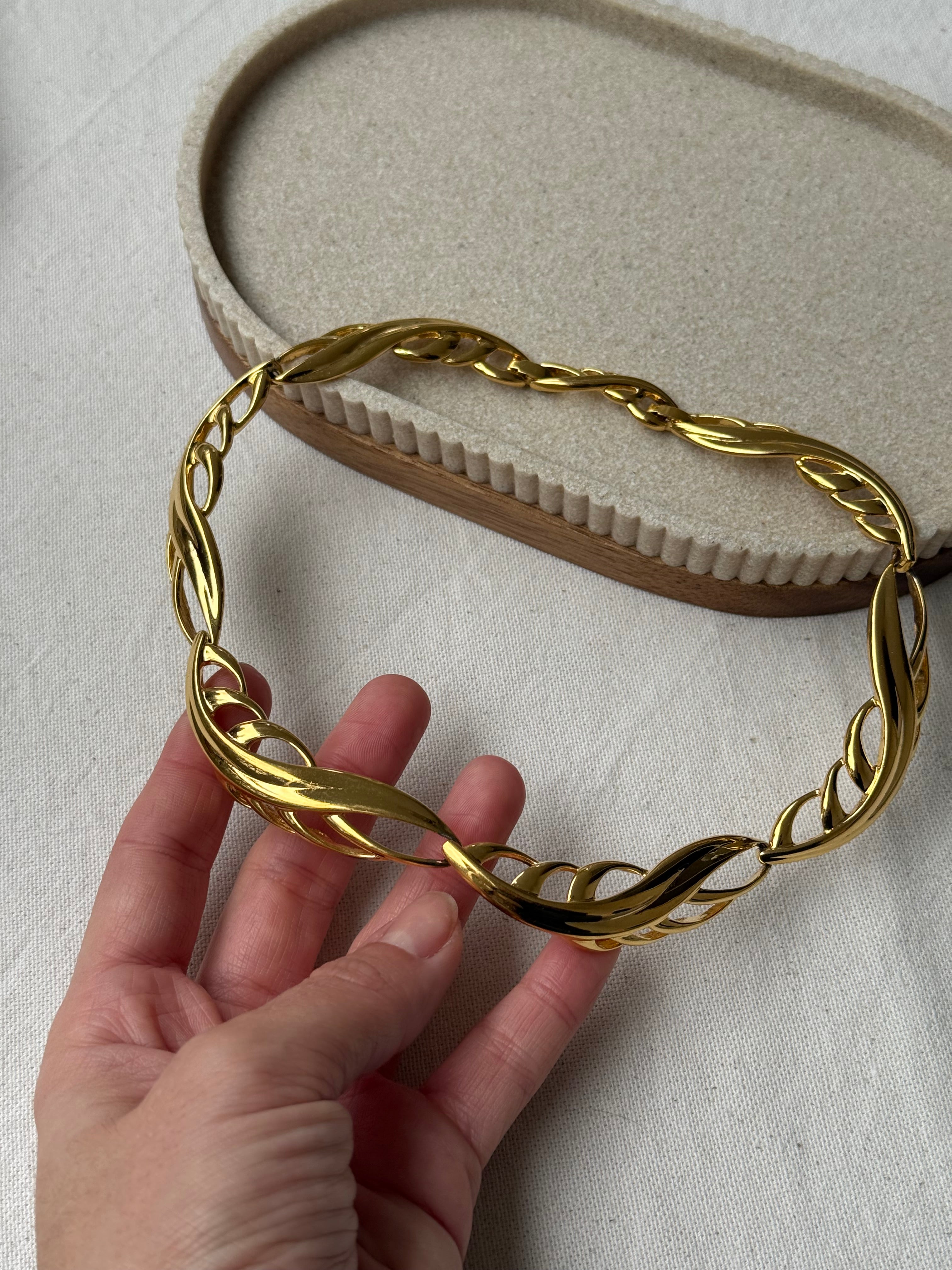 Collier Monet vintage - Maillons ajourés feuillage