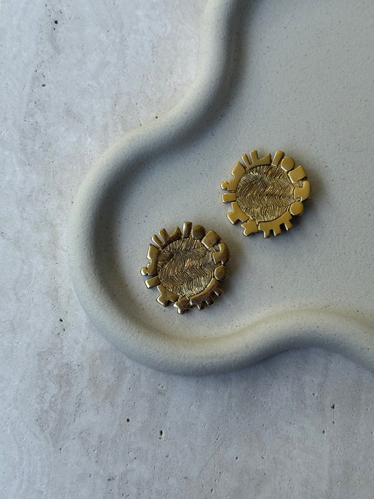Boucles d’oreilles Scherrer vintage - Rondes motifs géométriques