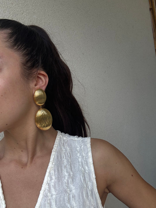 Boucles d’oreilles Bijoux Di Carlotta vintage - Pendantes ovales striées
