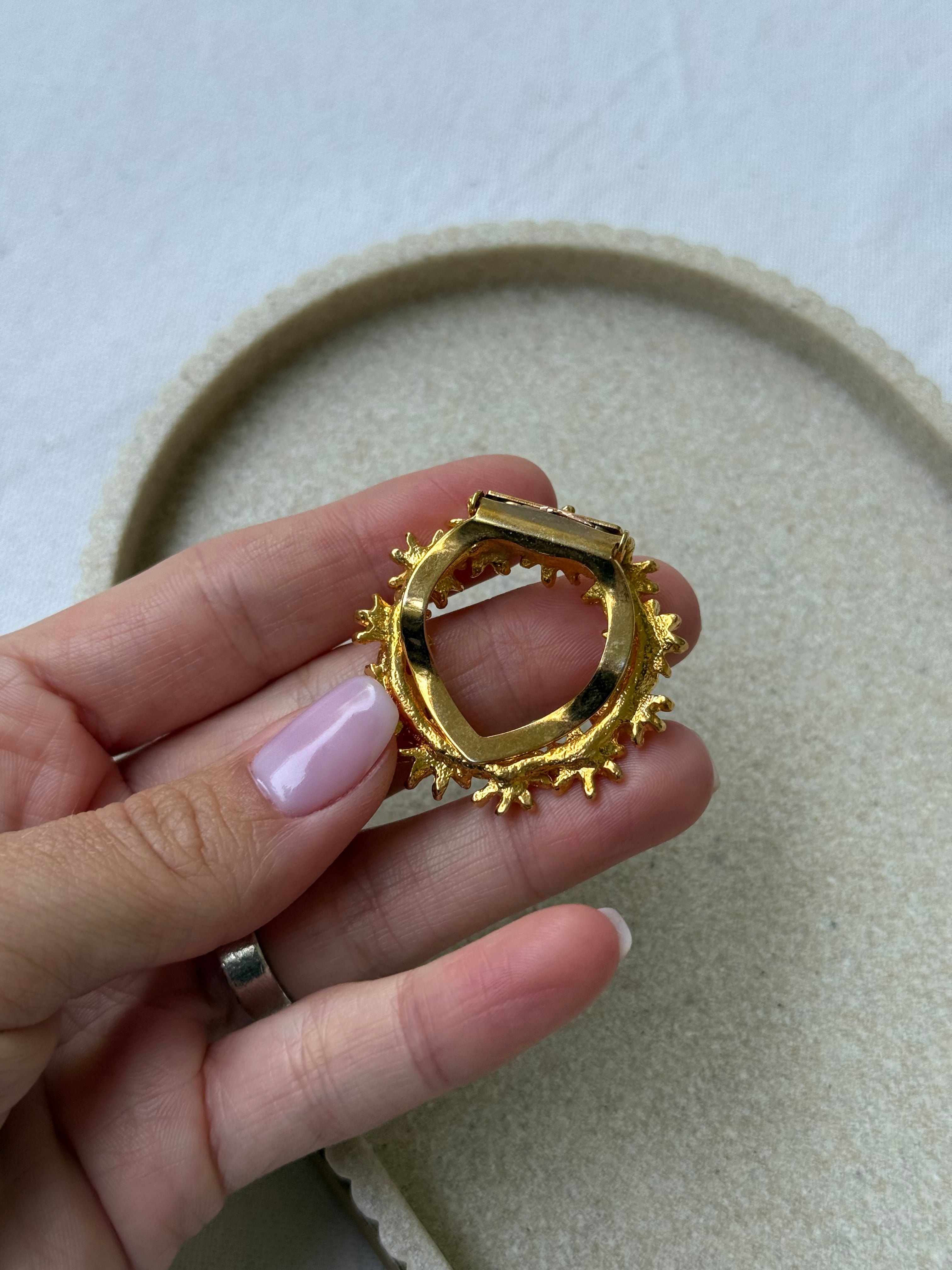 Anneau de foulard vintage - Motif floral doré