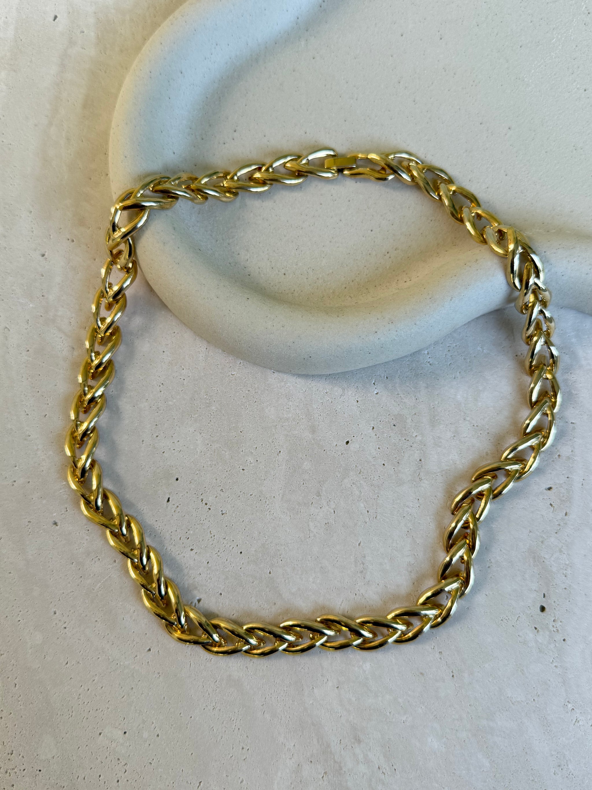 Collier doré vintage - Maille torsadée dorée