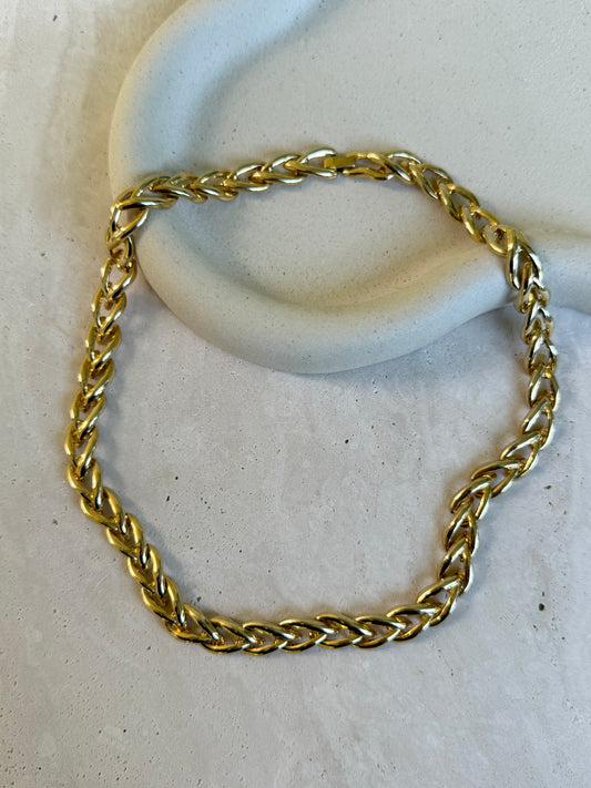 Collier doré vintage - Maille torsadée dorée