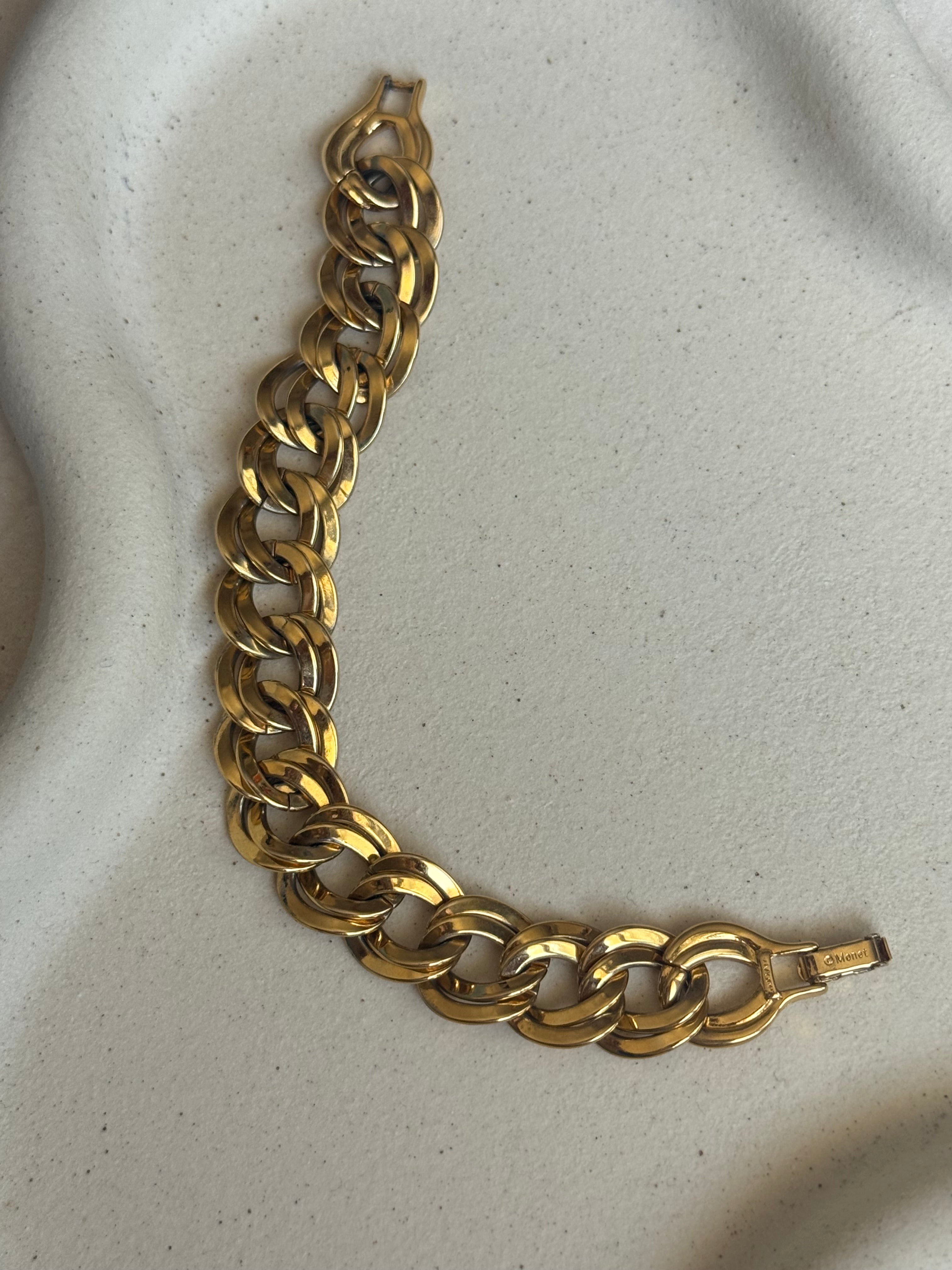 Vintage Monet Bracelet - Gold Tone Mesh