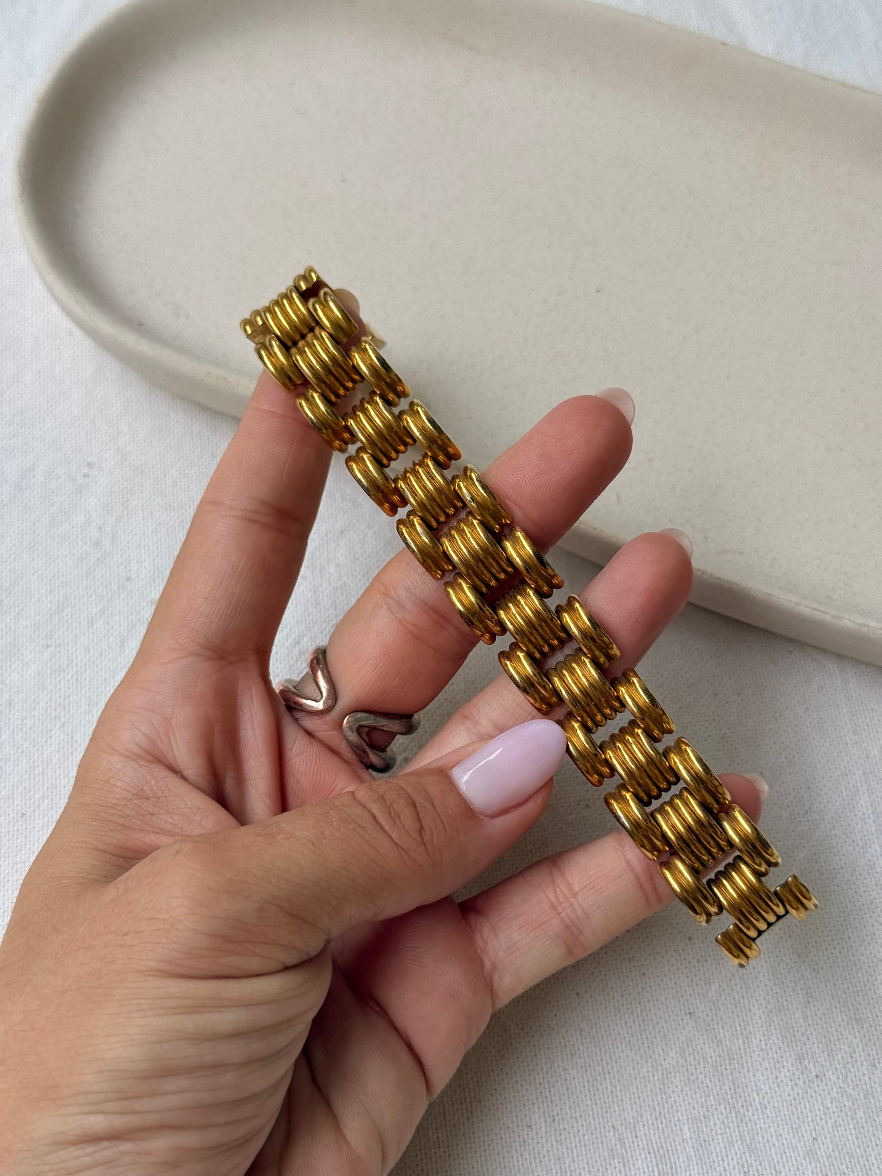 Bracelet vintage - Maille articulée dorée