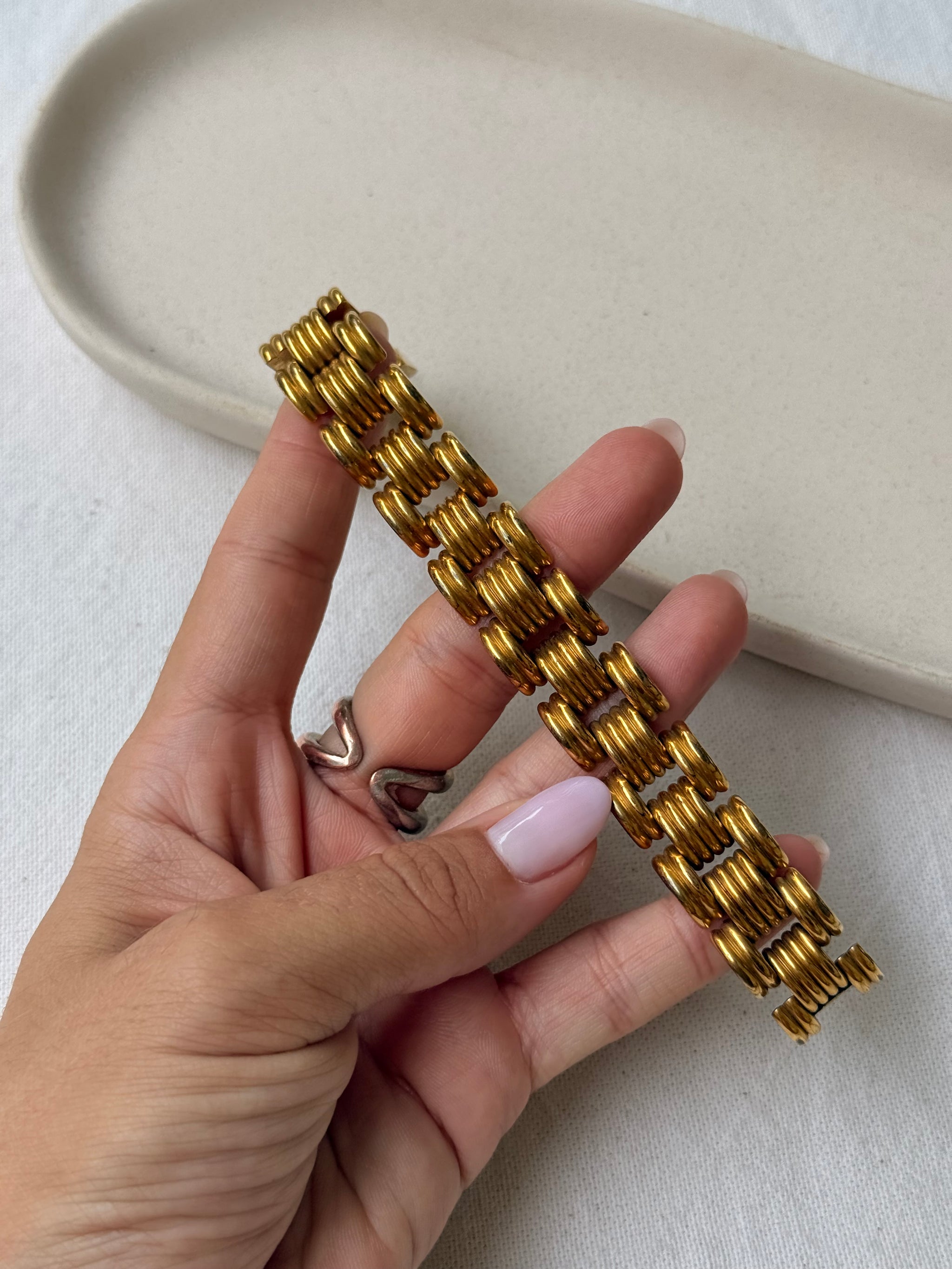 Bracelet vintage - Maille articulée dorée